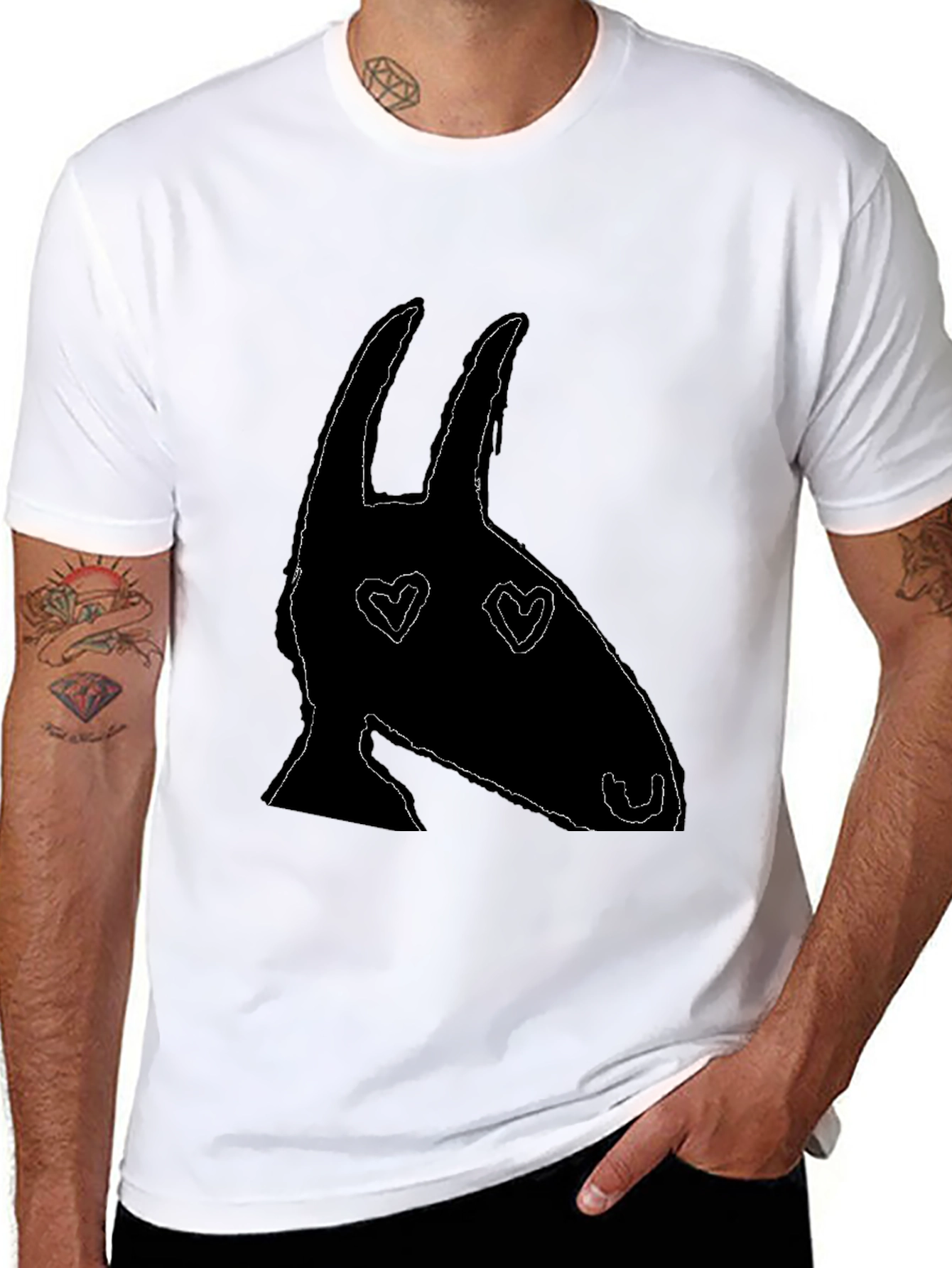 Heart Eyes Animal Silhouette Black Graphic Tee