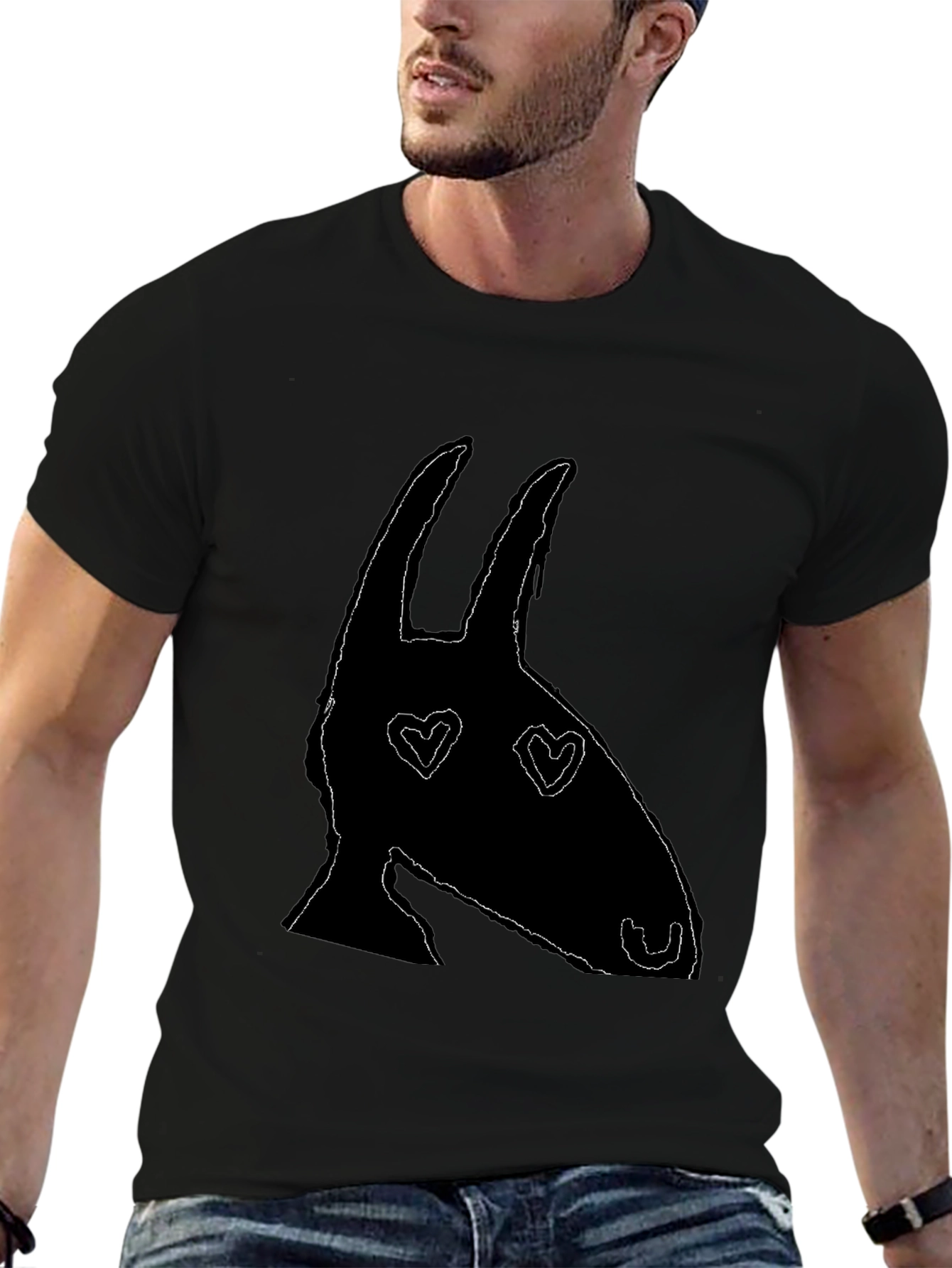 Heart Eyes Animal Silhouette Black Graphic Tee