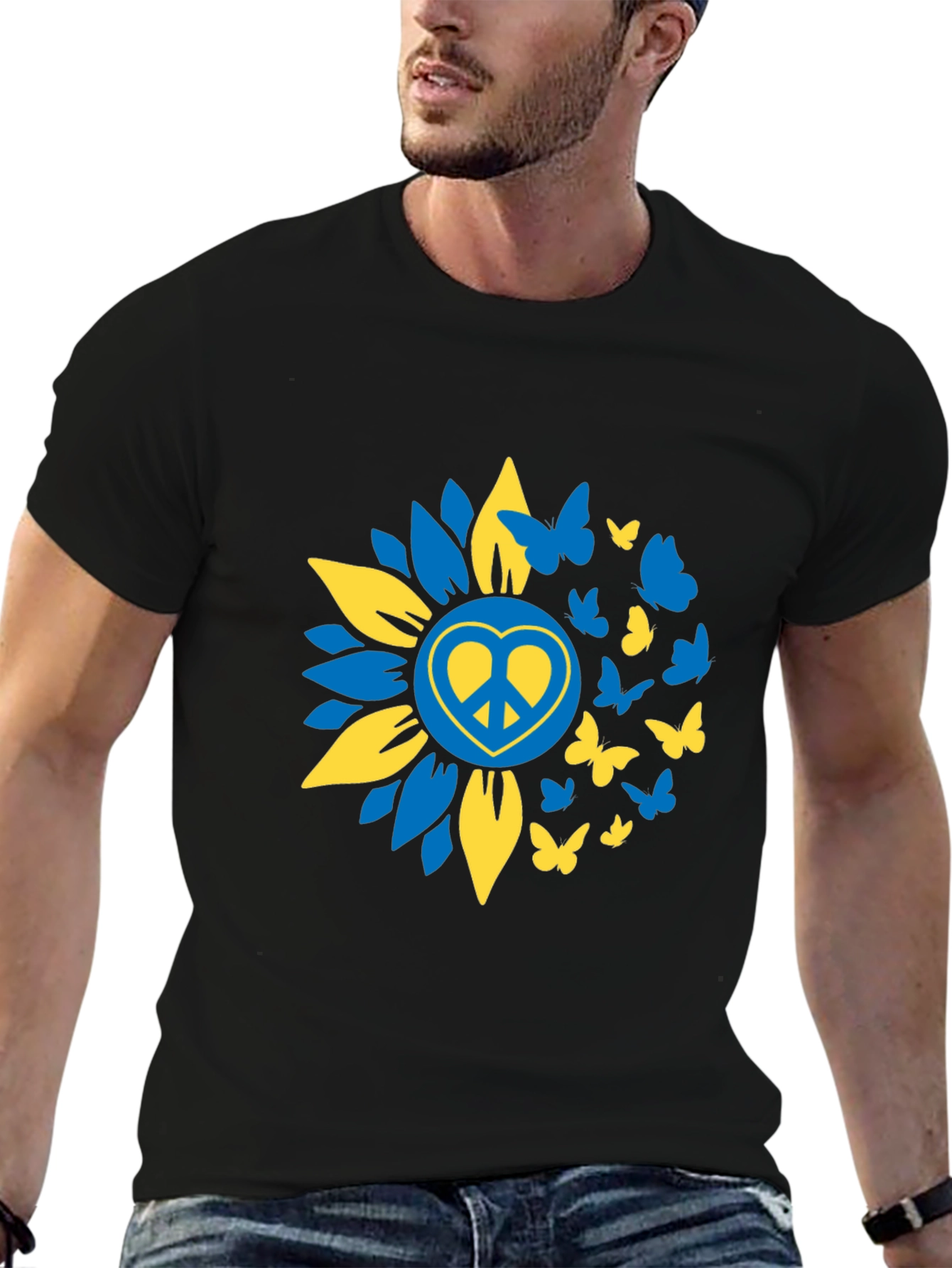 Peace Sunflower Ukraine Butterfly T-Shirt