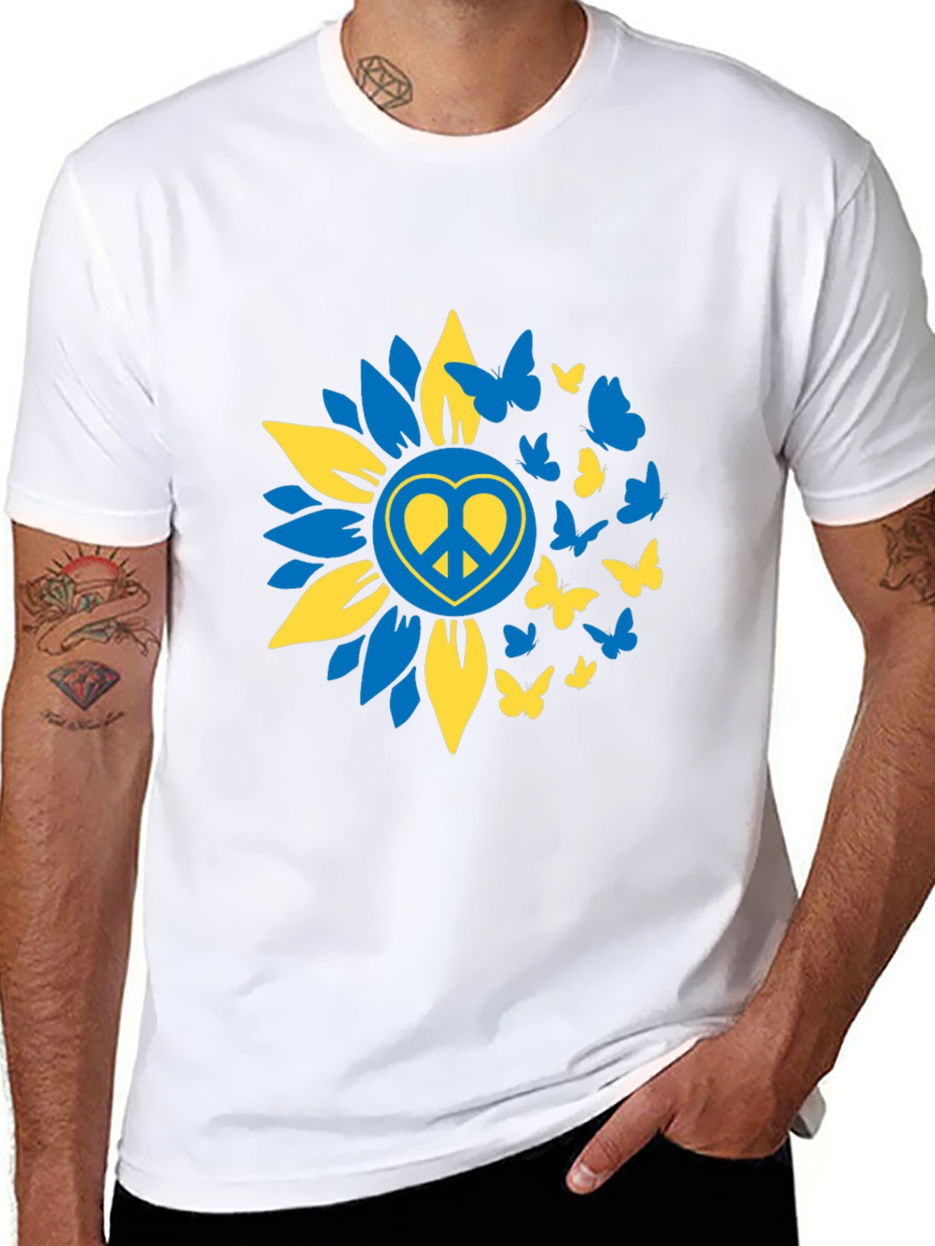 Peace Sunflower Ukraine Butterfly T-Shirt