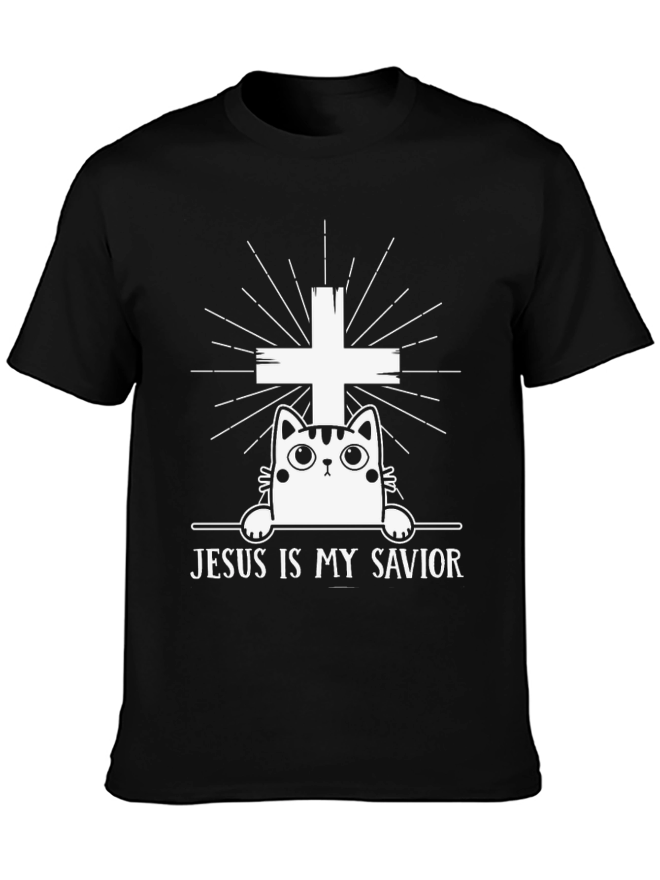 Jesus is My Savior Cat Graphic T-Shirt