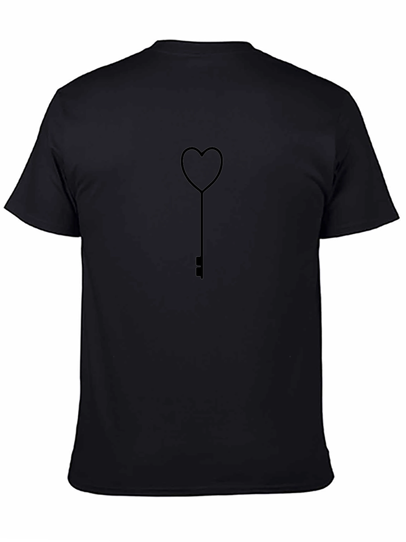 Heart Key Graphic Tee - Stylish Black T-Shirt