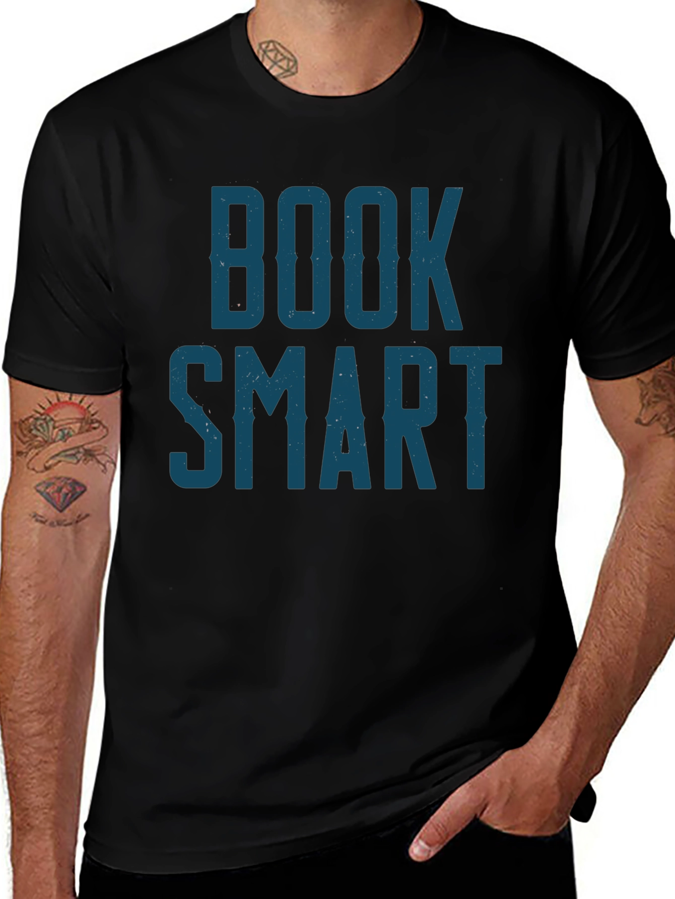 Book Smart Graphic Tee - Black Cotton Blend T-Shirt