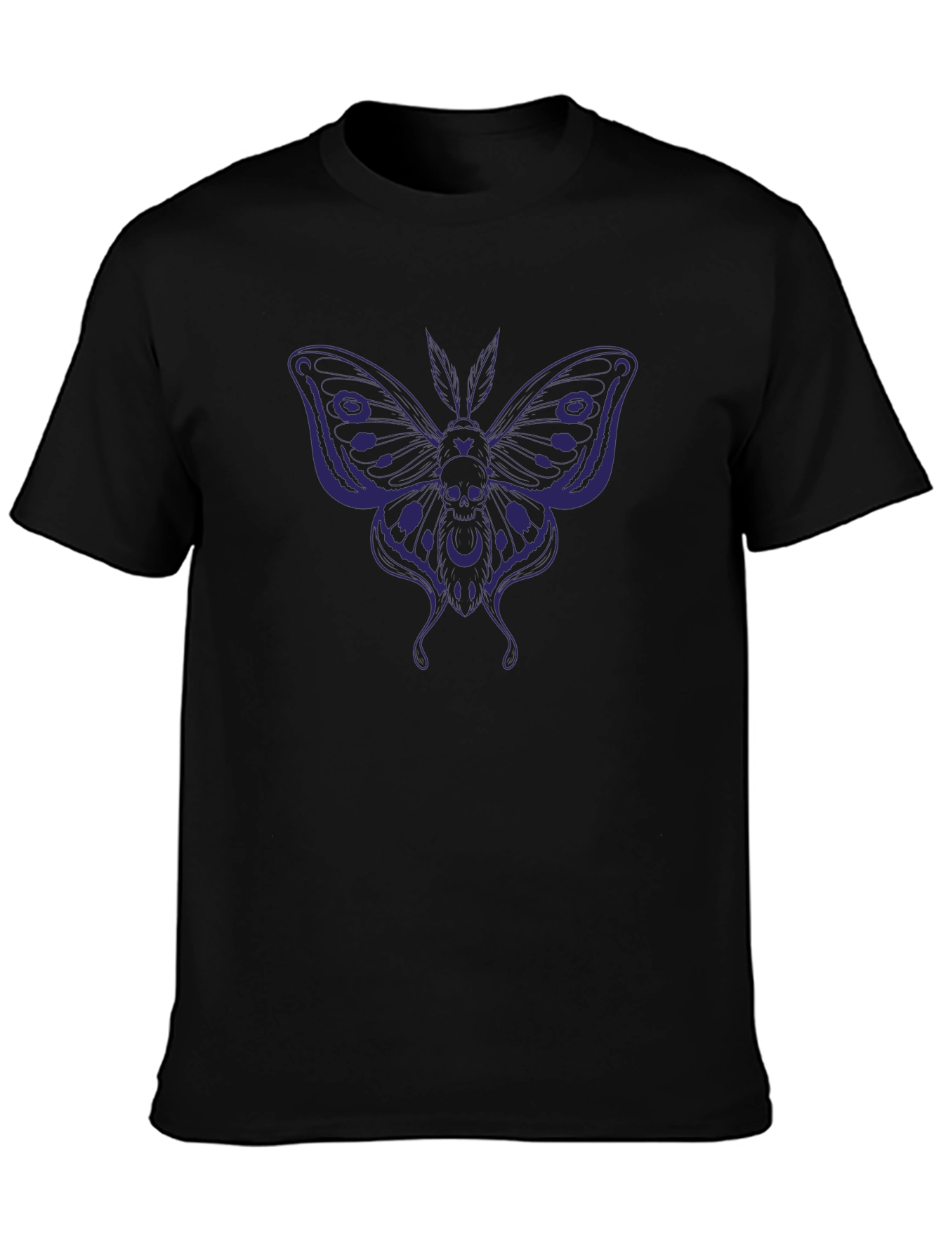 Skull Moth Graphic T-Shirt - Dark Gothic Style