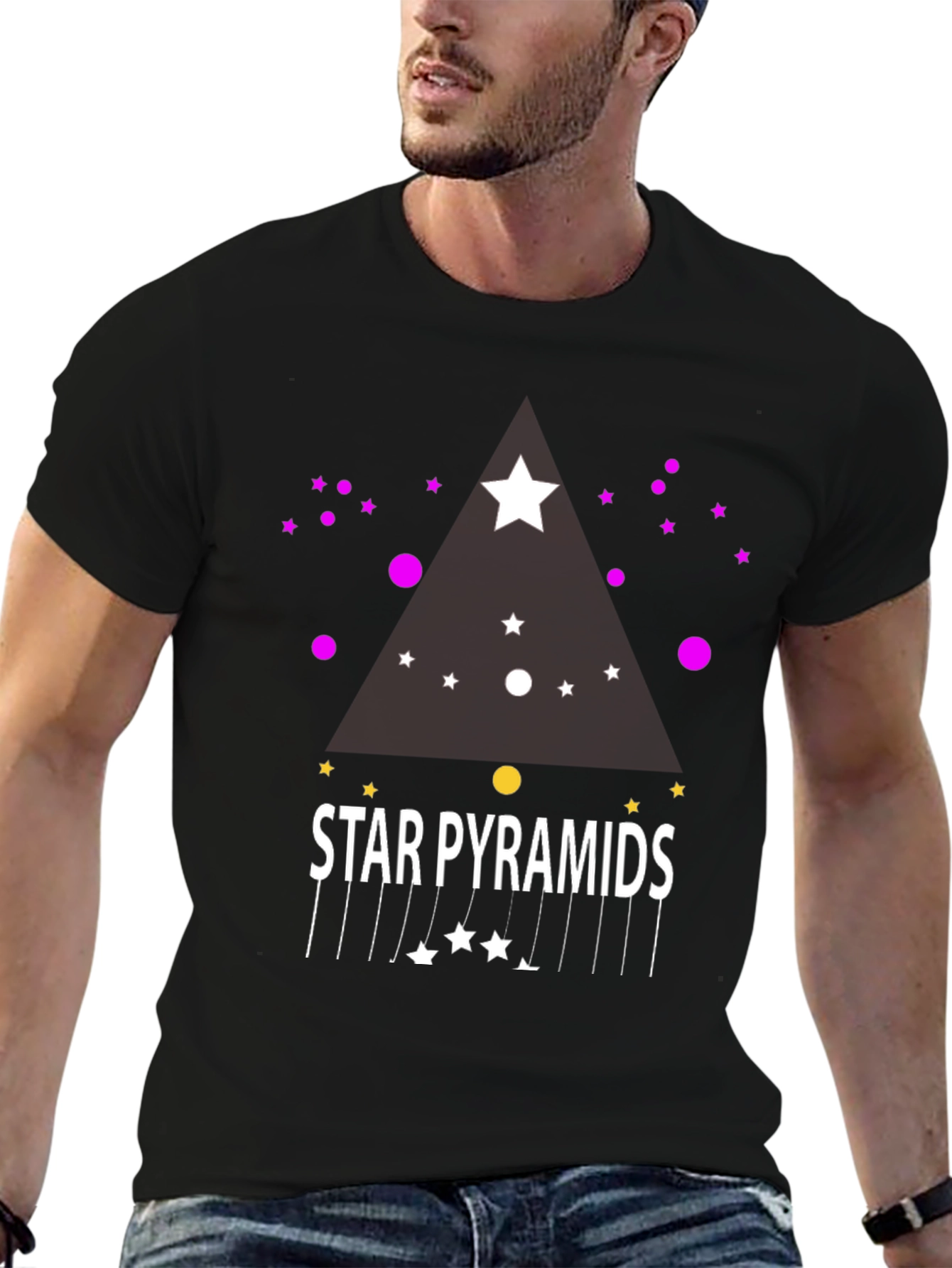 Star Pyramids Graphic Tee - Stylish Black T-Shirt