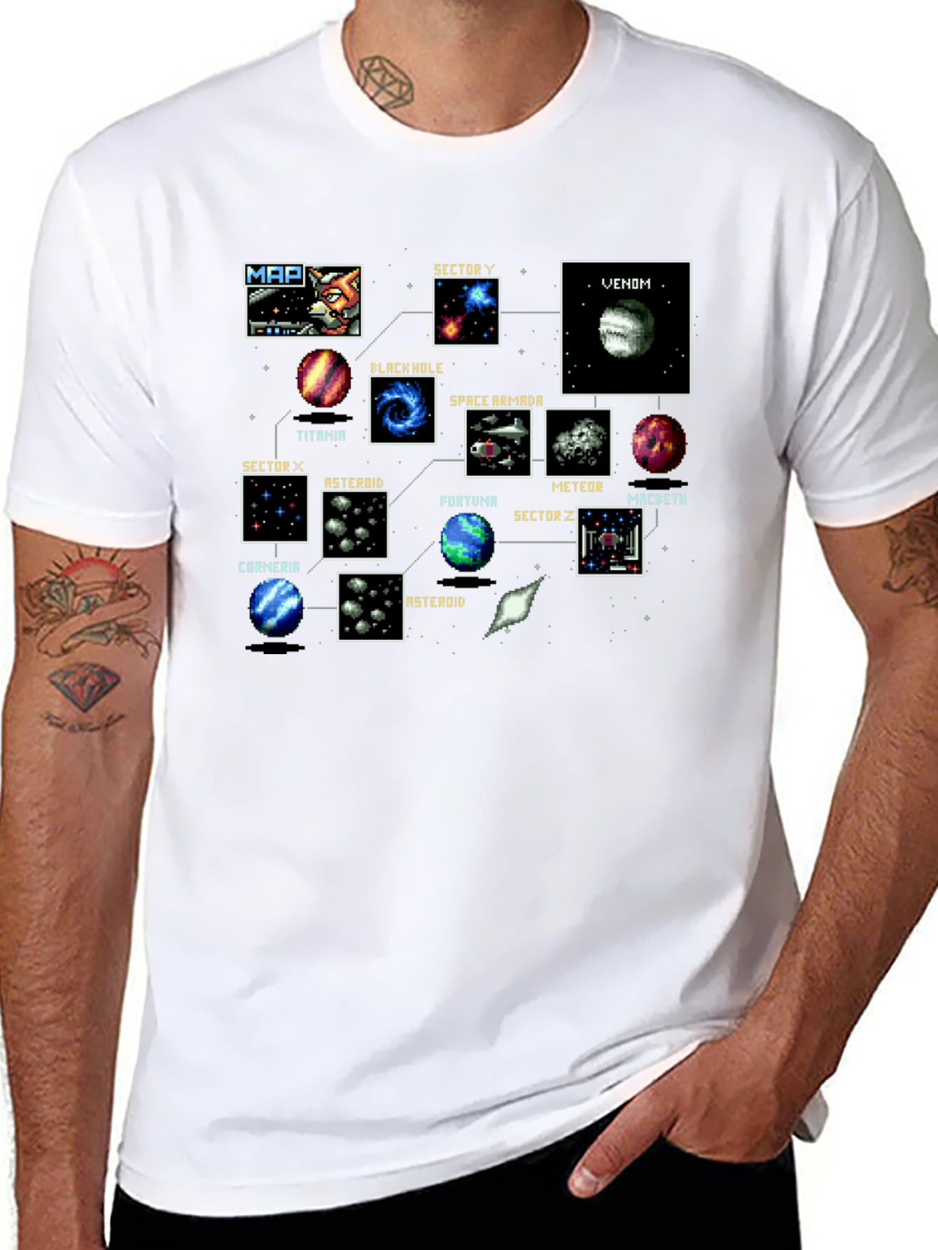 Retro Video Game Map Black T-Shirt