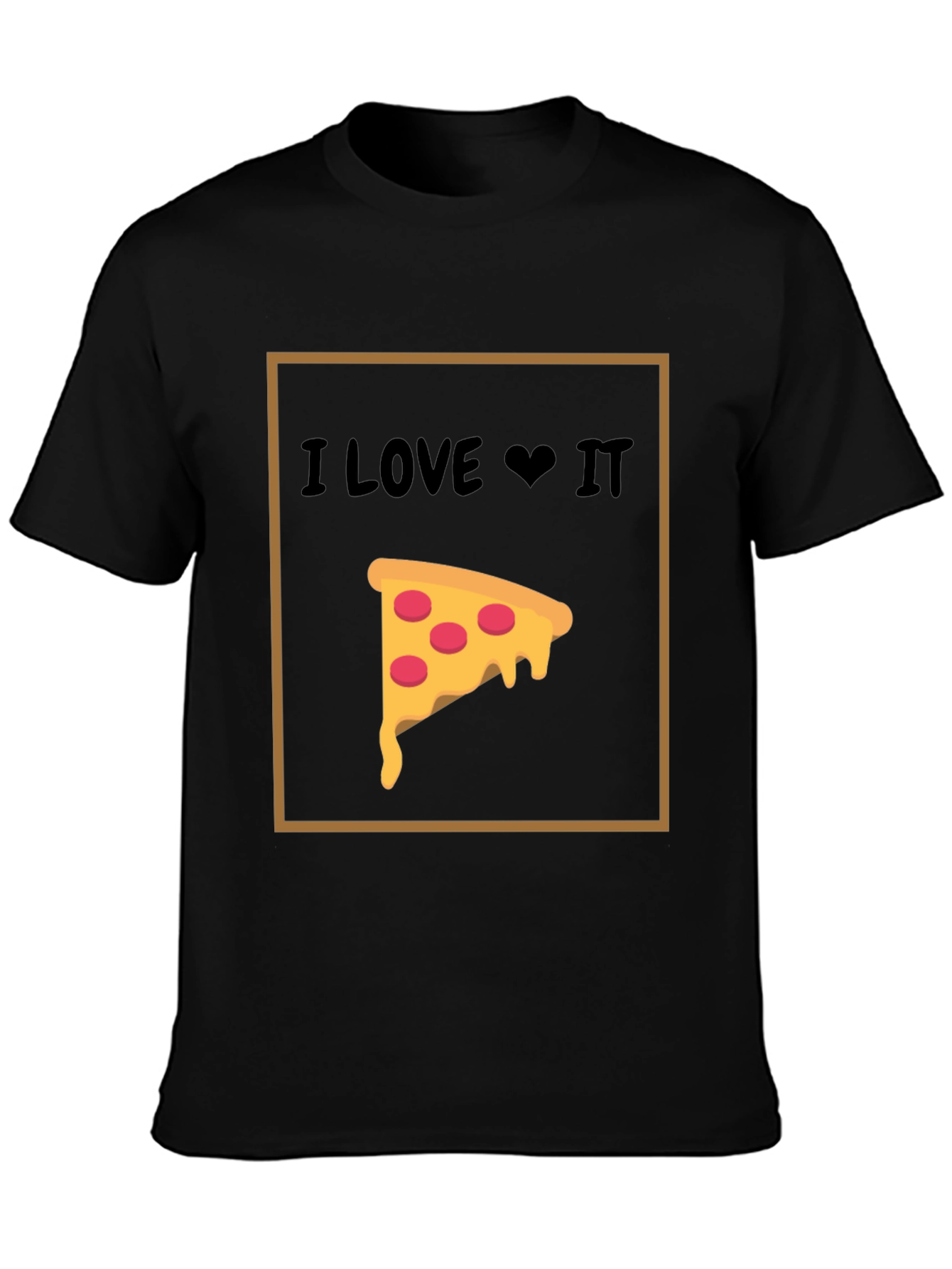 I Love Pizza T-Shirt - Black Cotton Graphic Tee