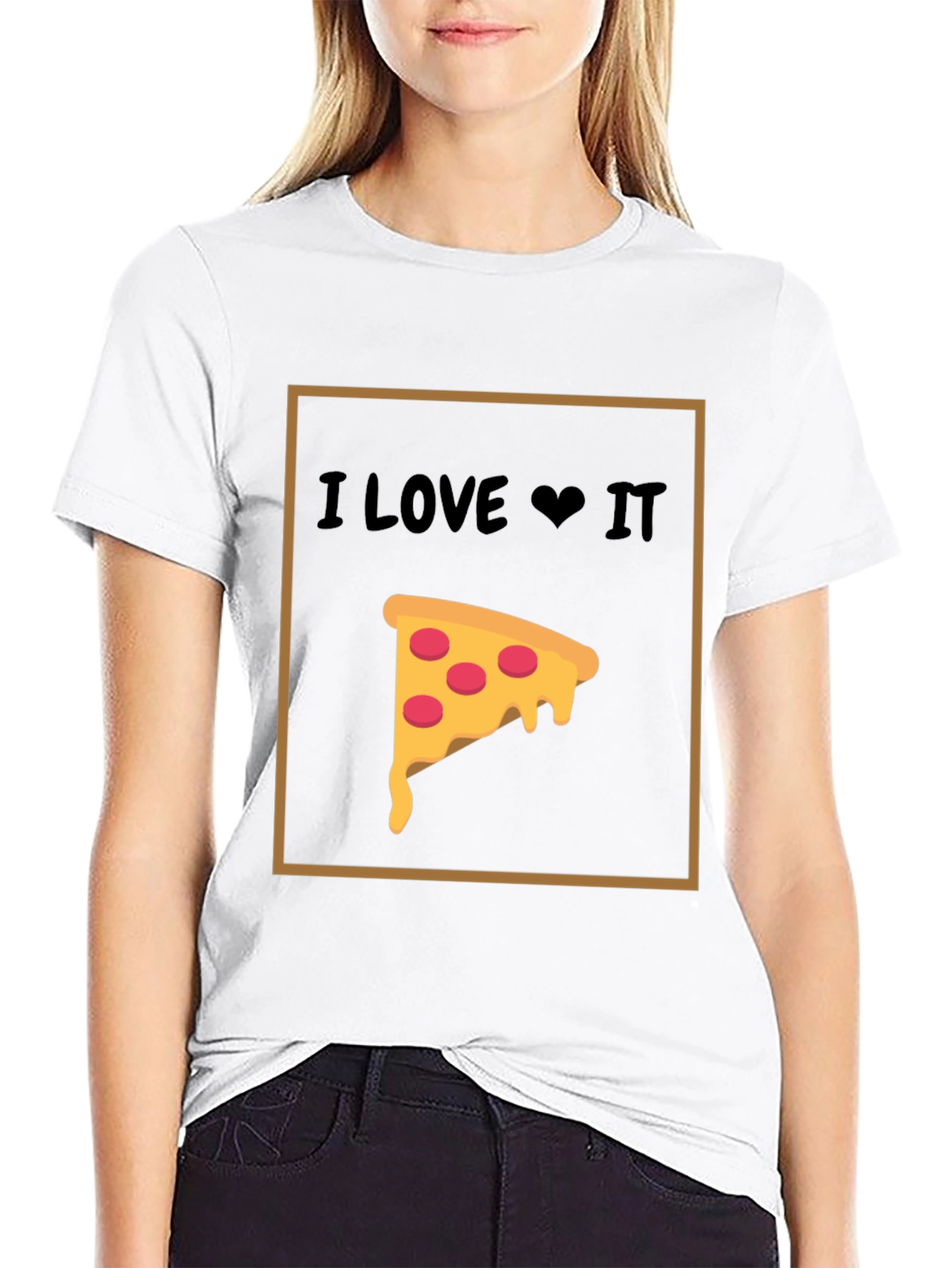 I Love Pizza T-Shirt - Black Cotton Graphic Tee