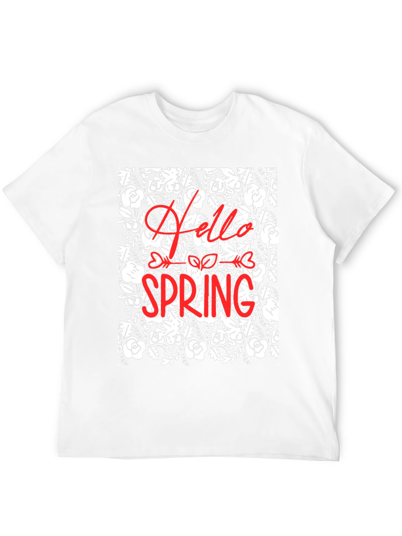 Hello Spring Floral Black Graphic T-Shirt