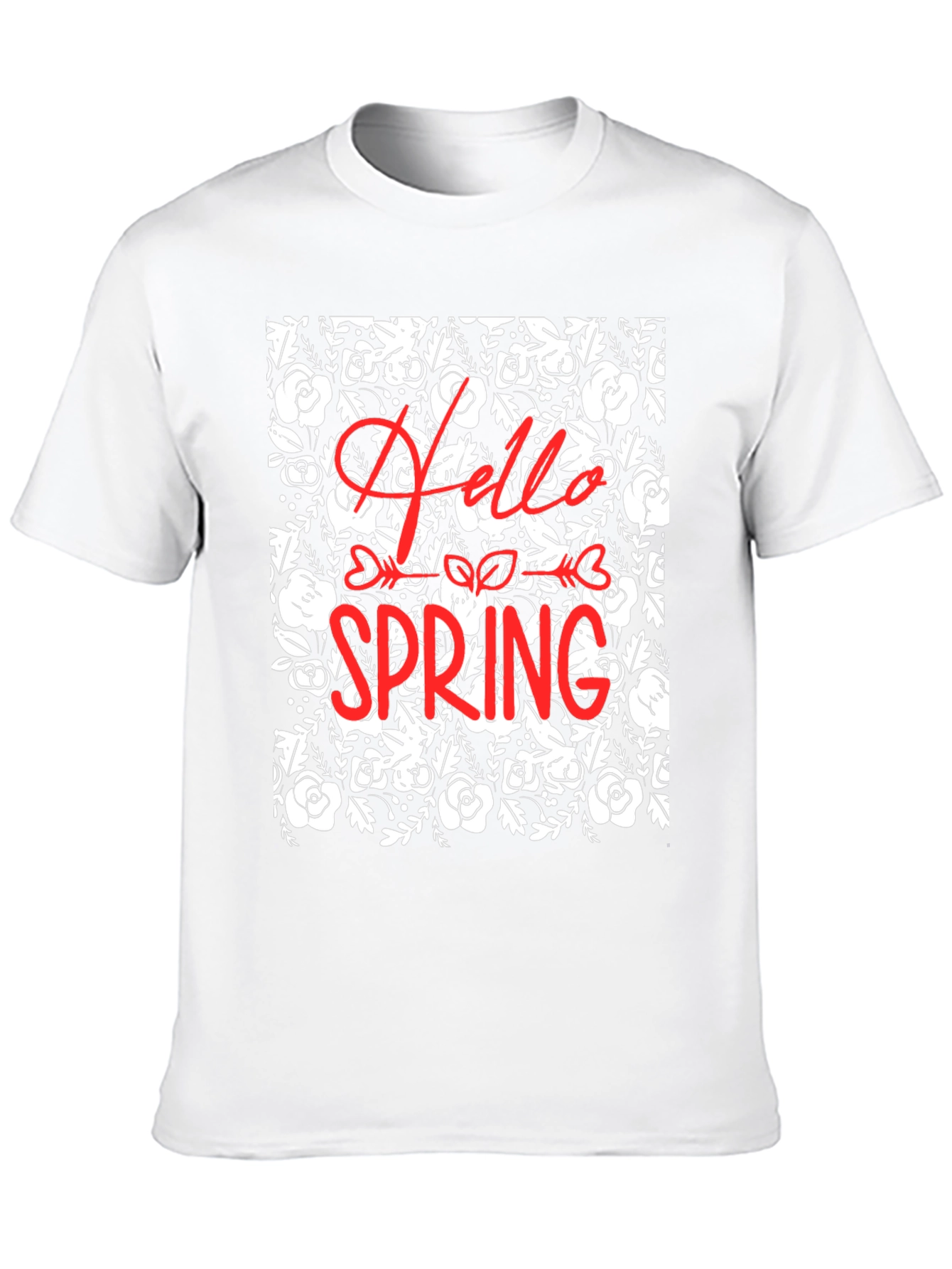 Hello Spring Floral Black Graphic T-Shirt