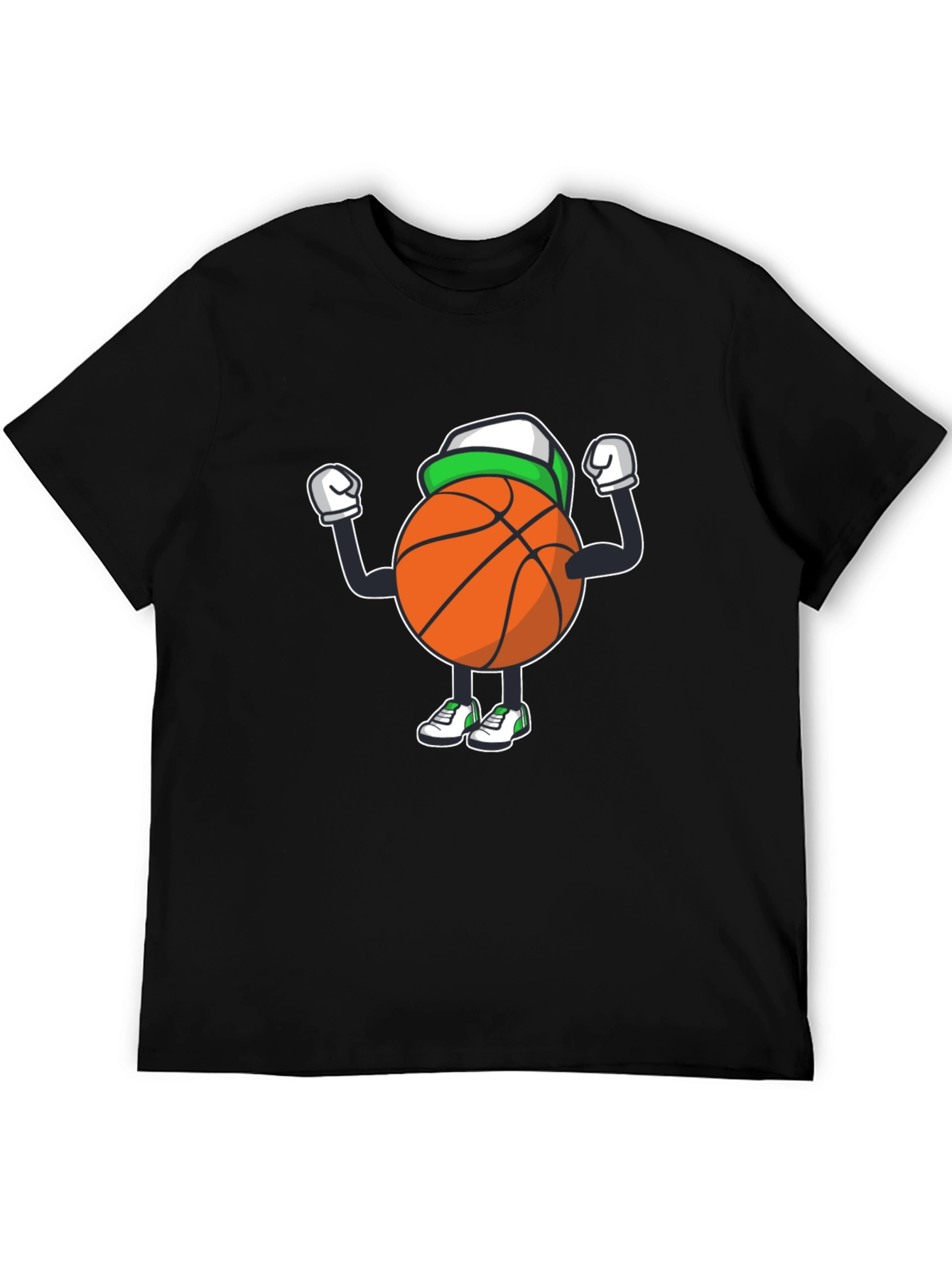 Basketball Cartoon Graphic Tee - Black