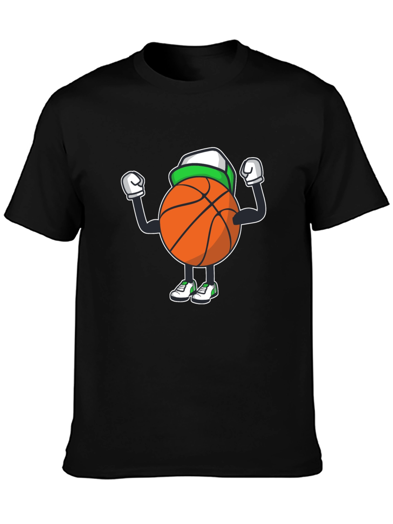 Basketball Cartoon Graphic Tee - Black