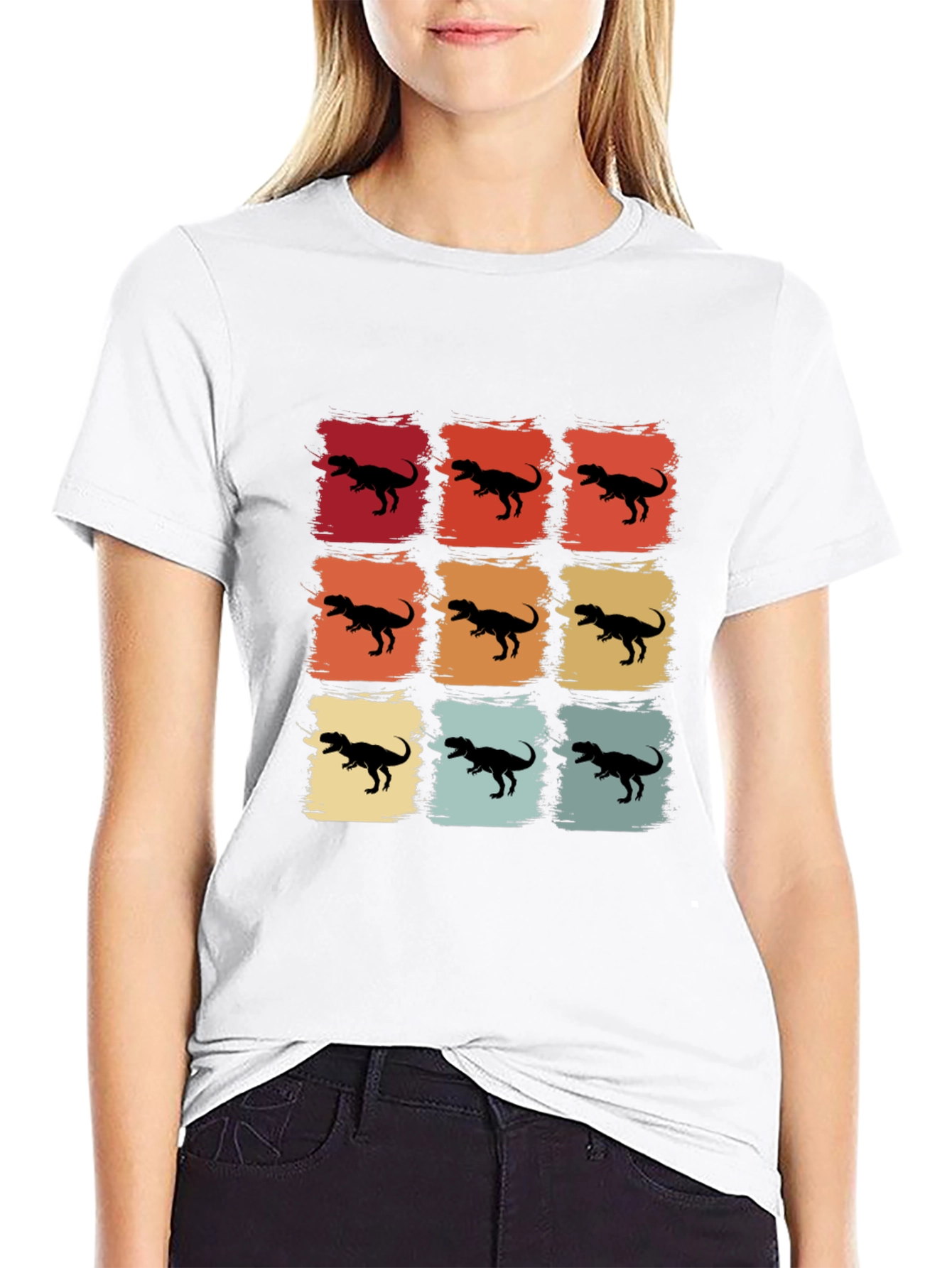 Retro Dinosaur Graphic Tee - Stylish Mens Black T-Shirt