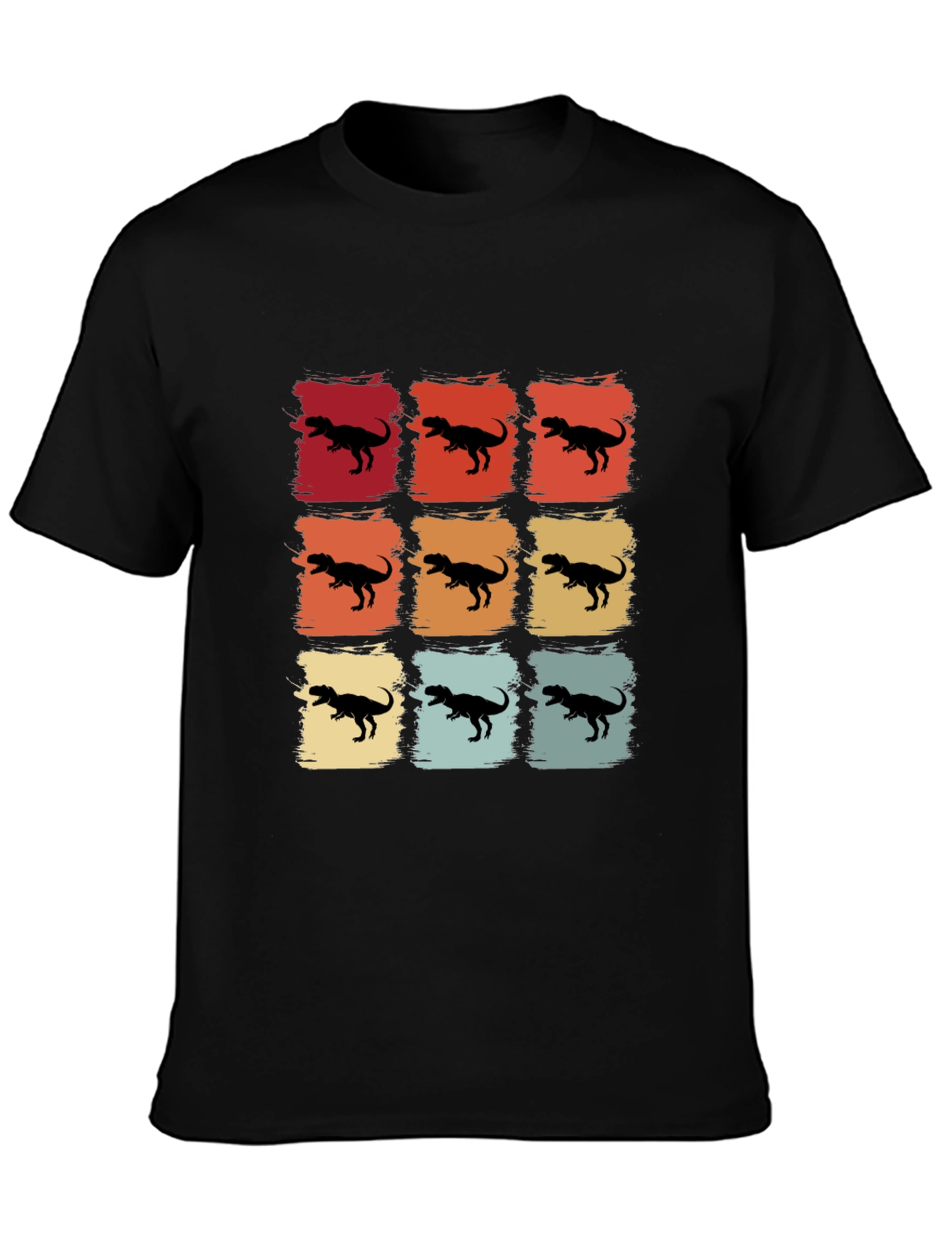 Retro Dinosaur Graphic Tee - Stylish Mens Black T-Shirt