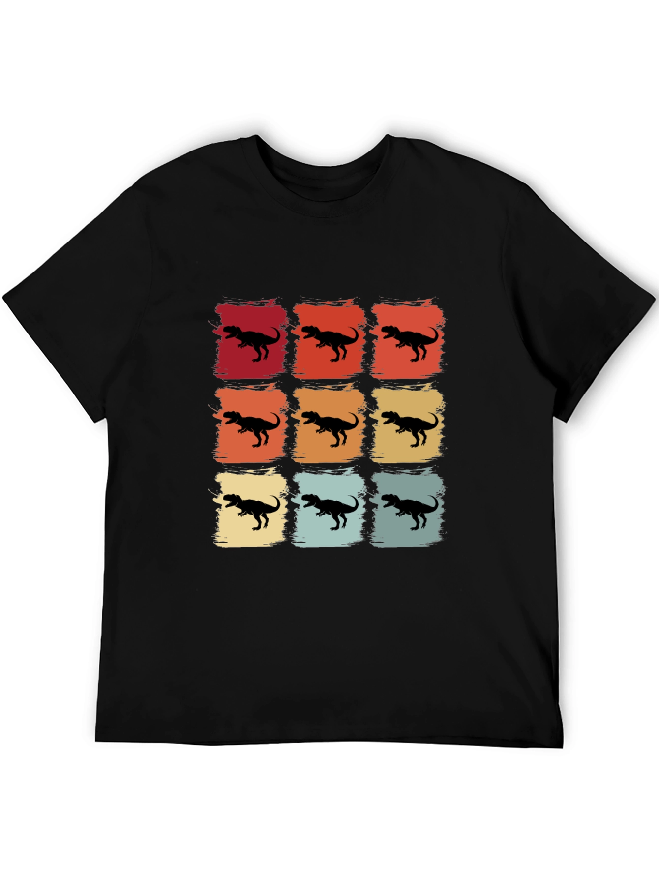 Retro Dinosaur Graphic Tee - Stylish Mens Black T-Shirt