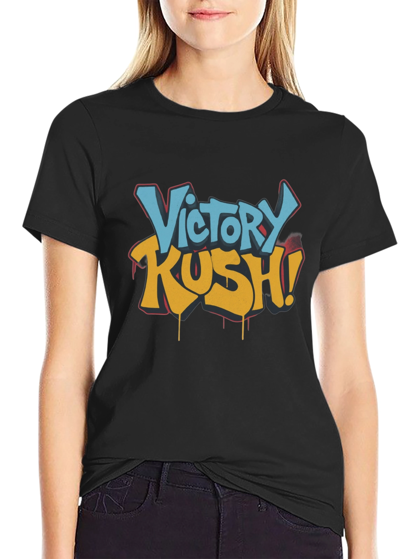 Victory Kush Graphic Tee - Black Cotton T-Shirt