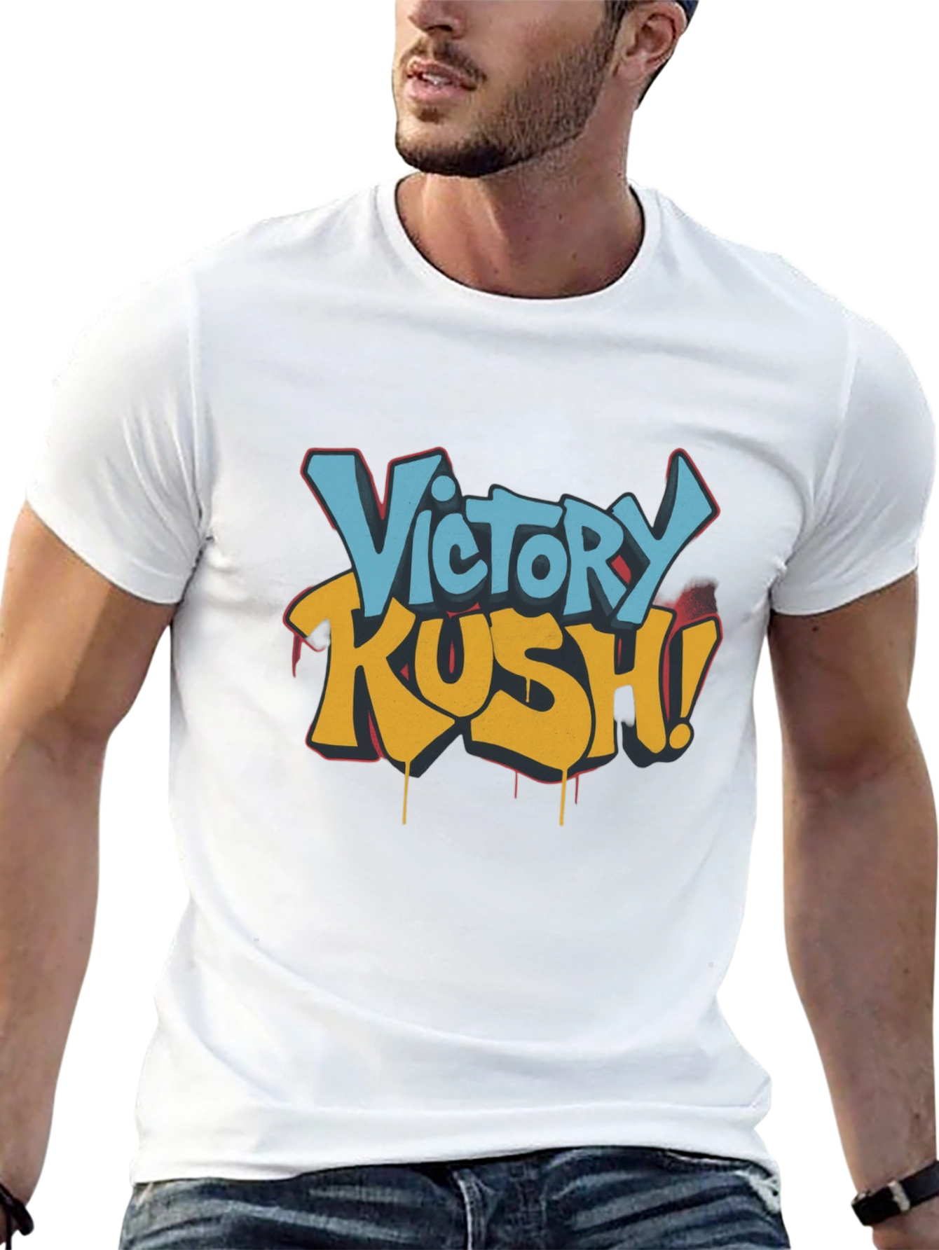 Victory Kush Graphic Tee - Black Cotton T-Shirt