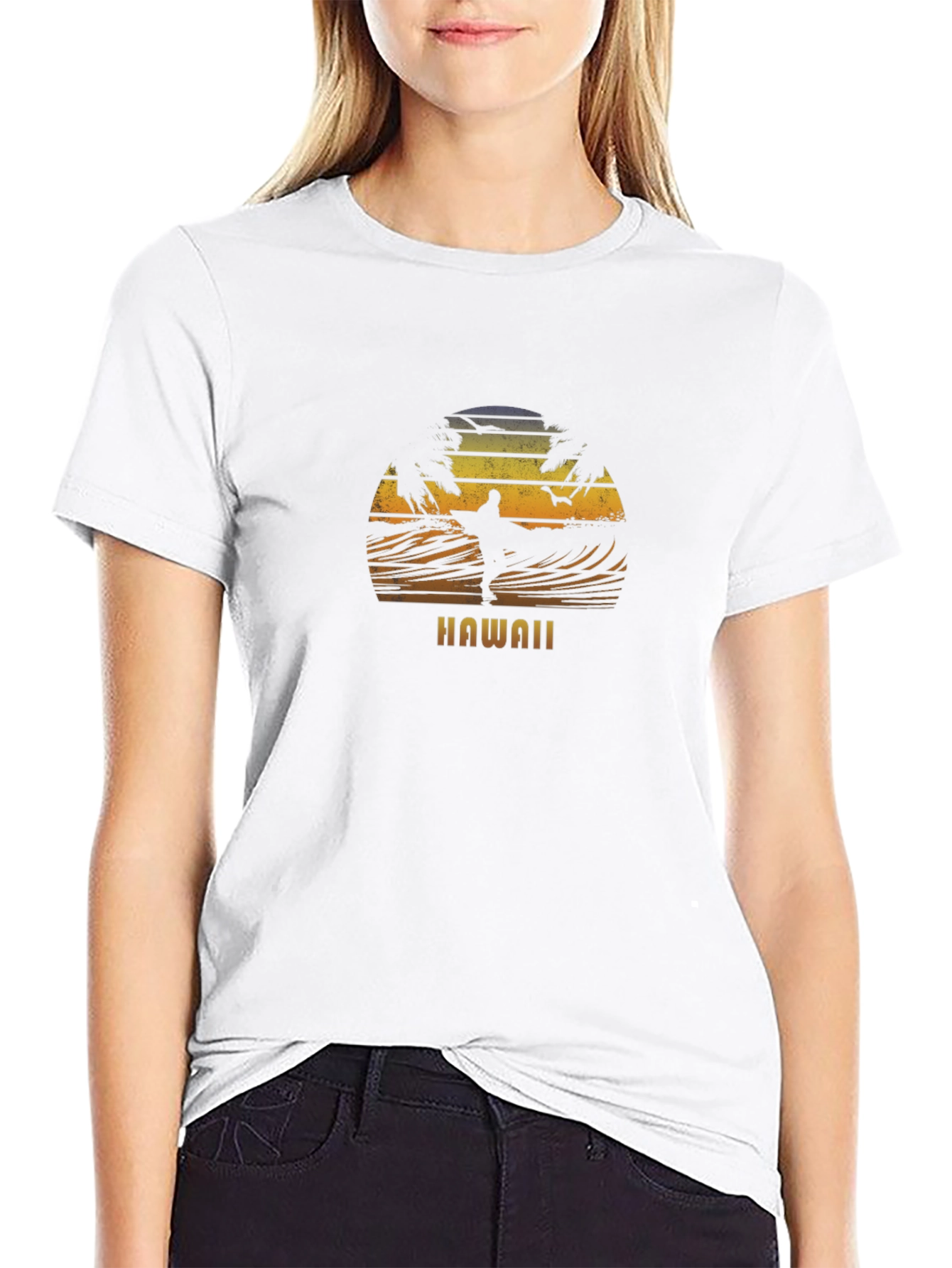 Hawaii Surfing Sunset Graphic Tee