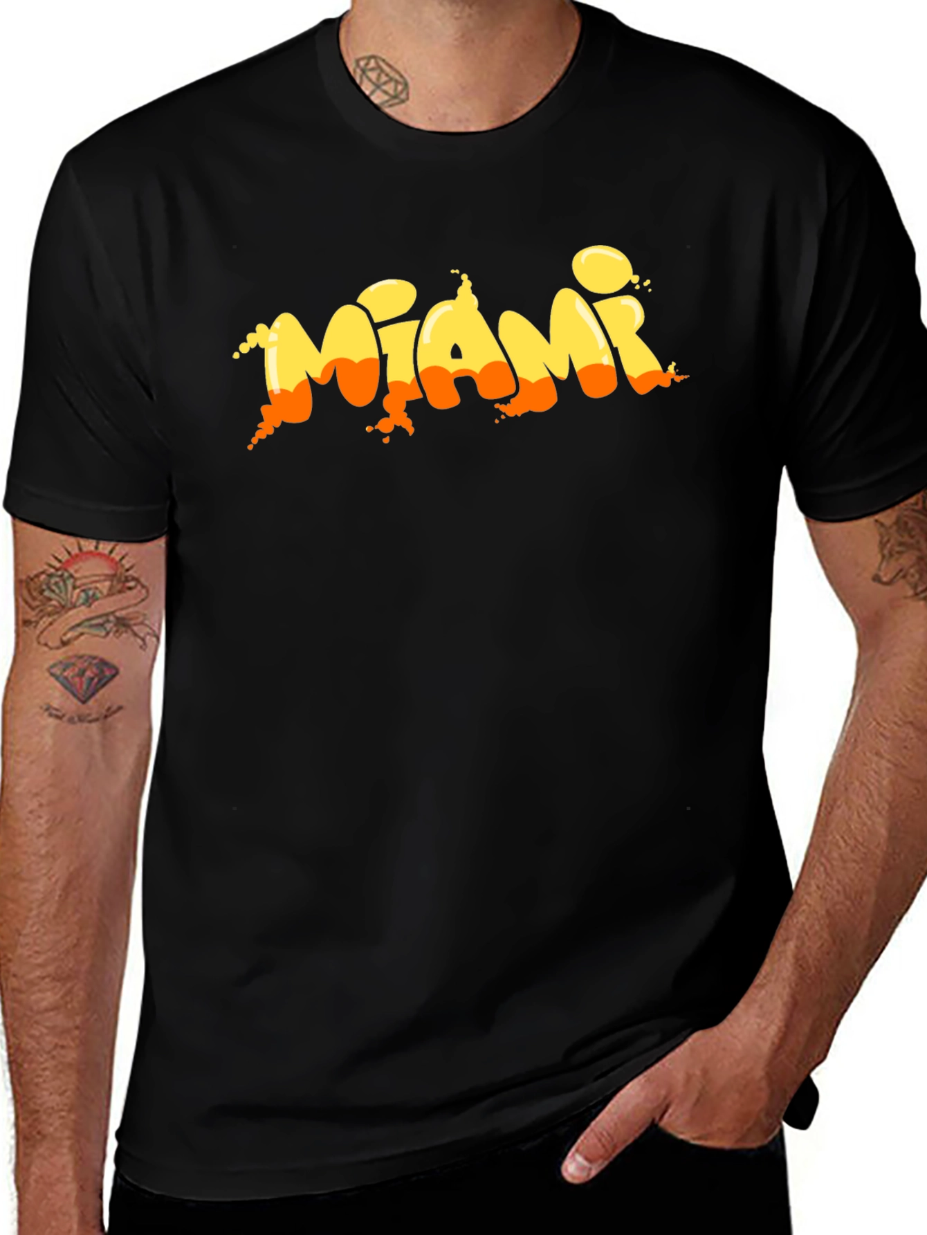 Miami Graphic Print Black T-Shirt