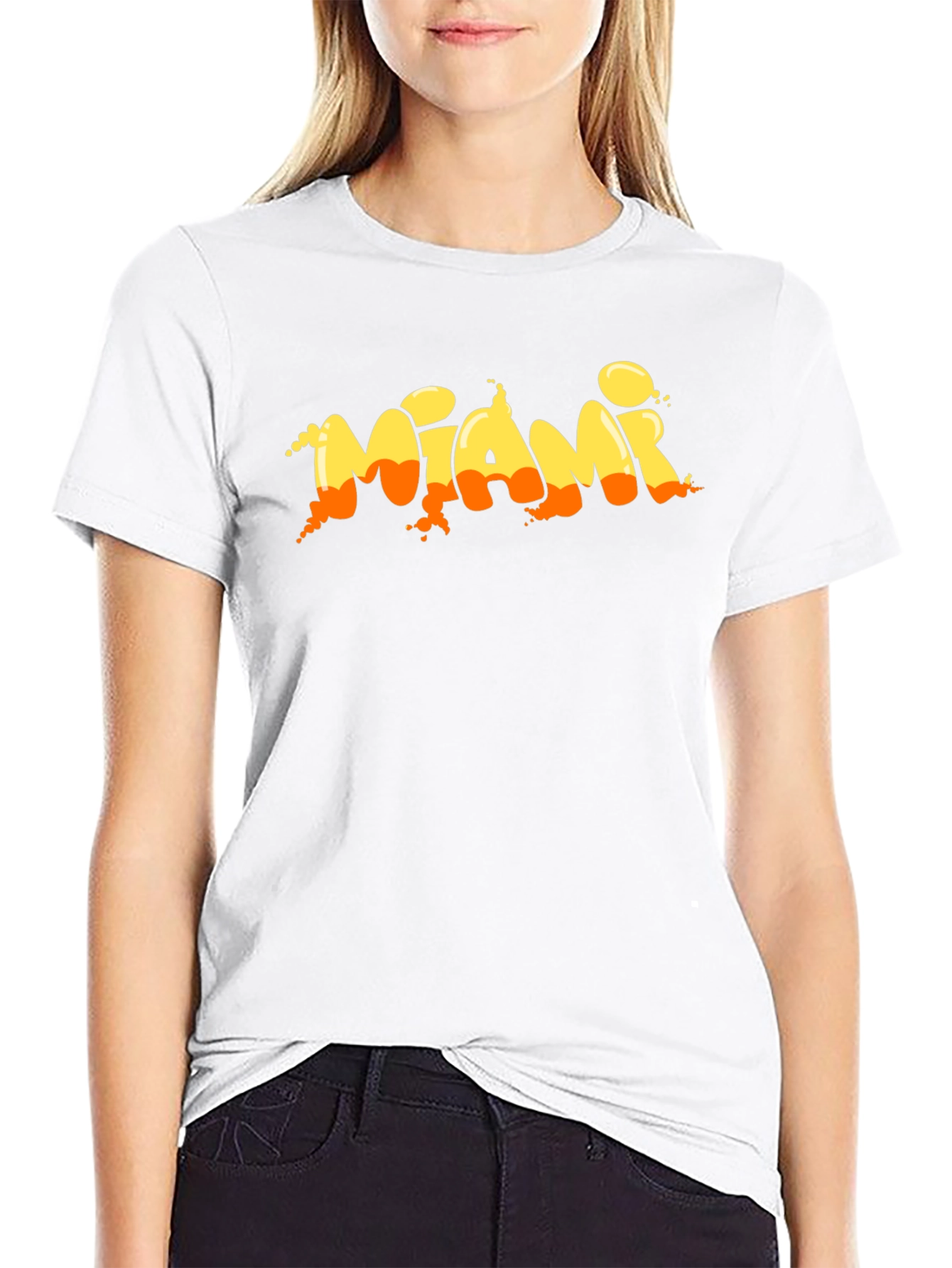 Miami Graphic Print Black T-Shirt