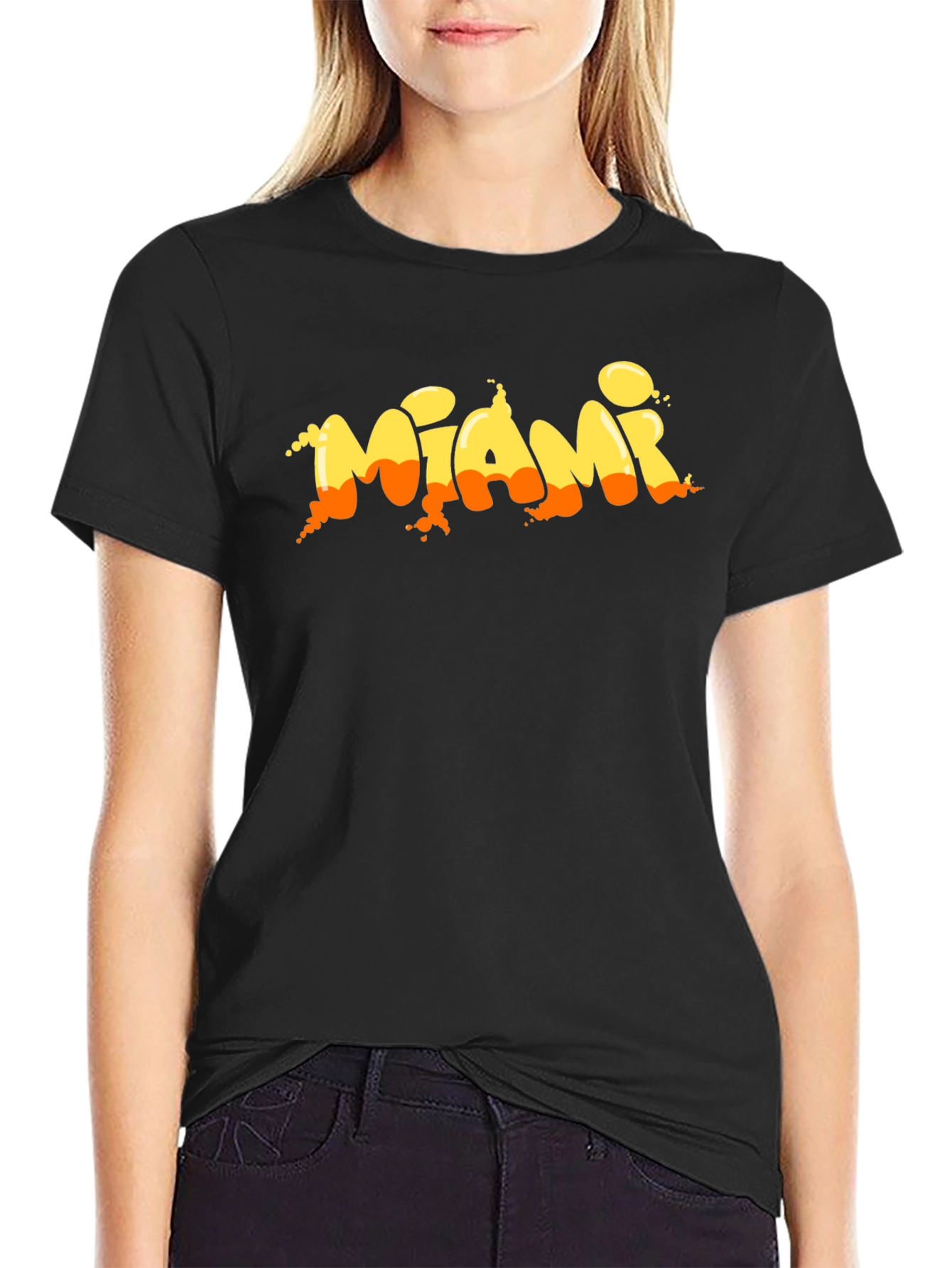 Miami Graphic Print Black T-Shirt