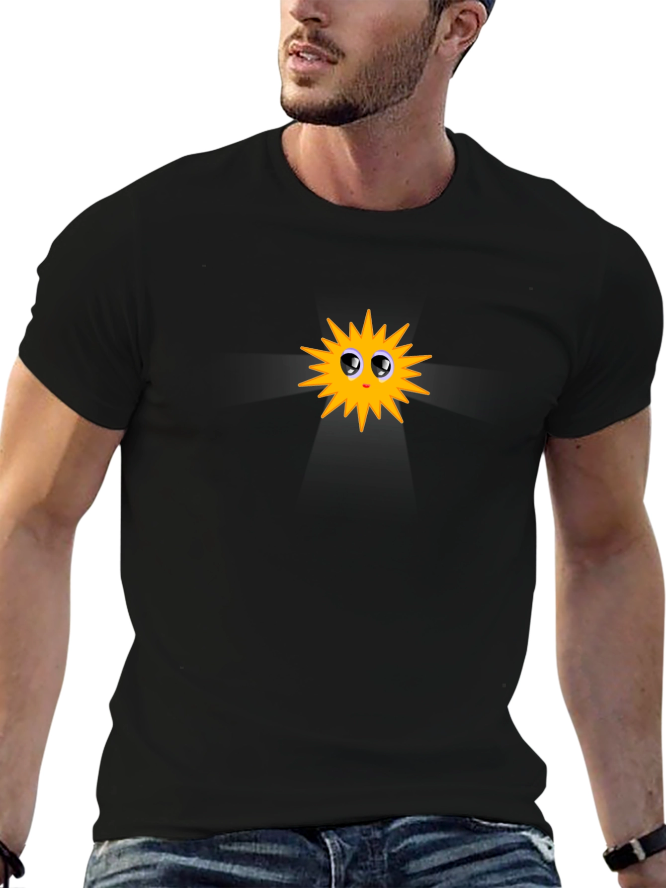 Cute Sun Graphic Black T-Shirt