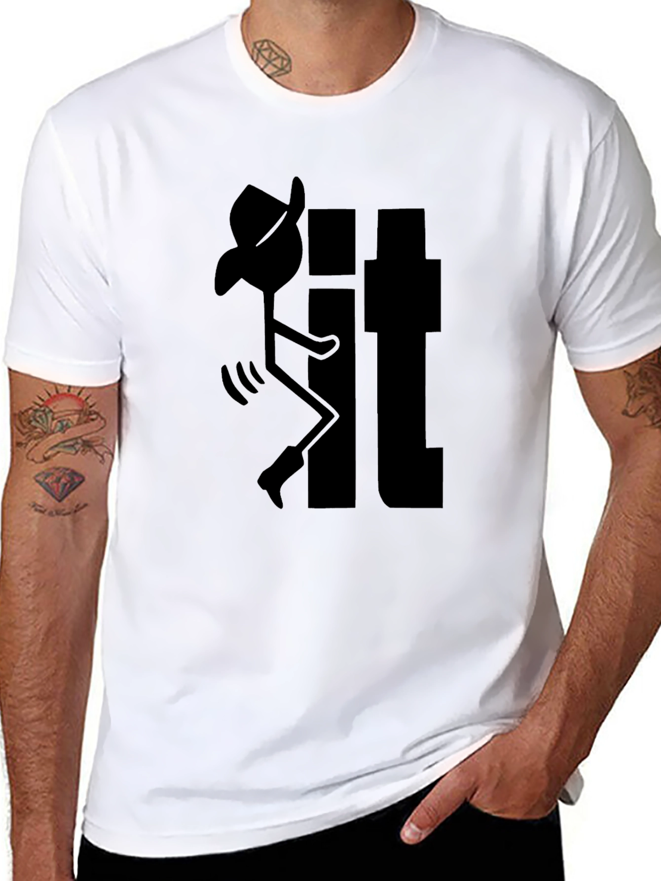 Humorous Cowboy Stick Figure Black T-Shirt