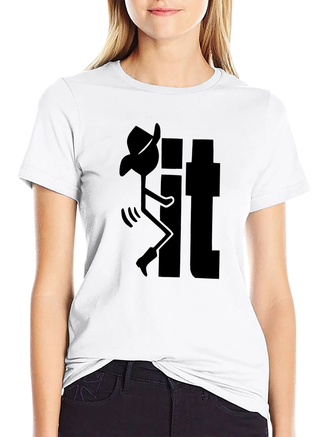 Humorous Cowboy Stick Figure Black T-Shirt
