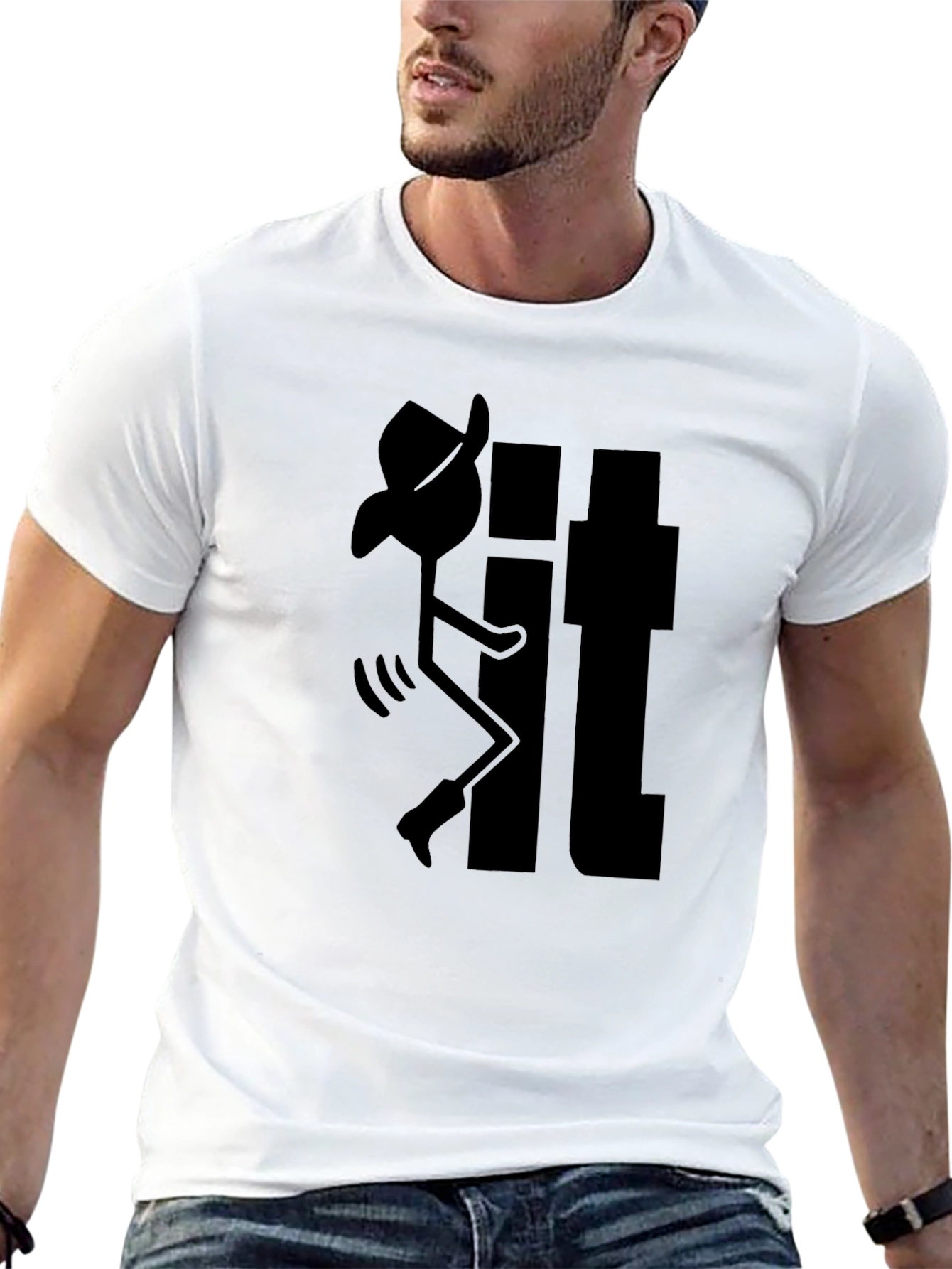 Humorous Cowboy Stick Figure Black T-Shirt