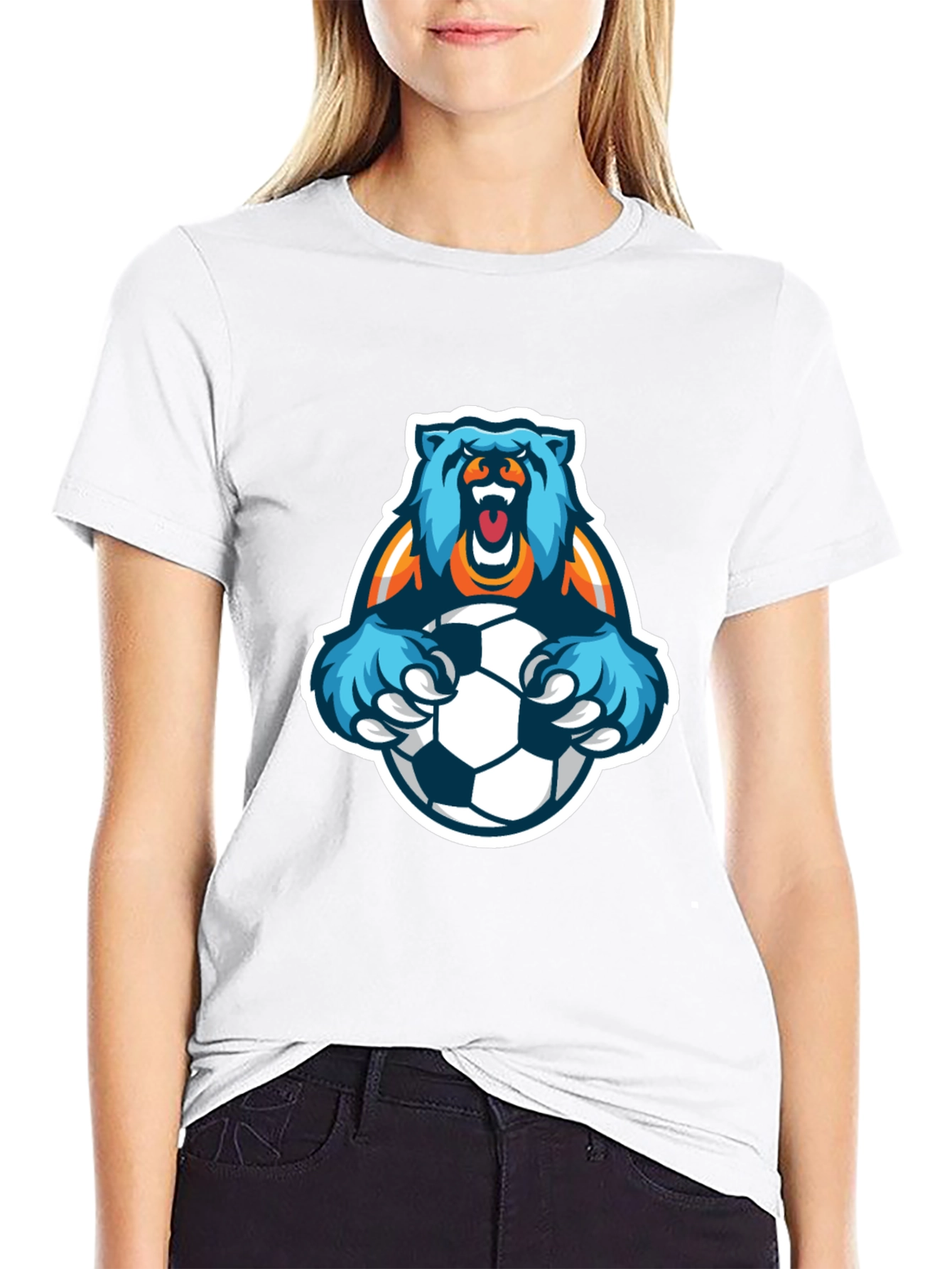Bear Soccer T-Shirt - Mens Black Graphic Tee