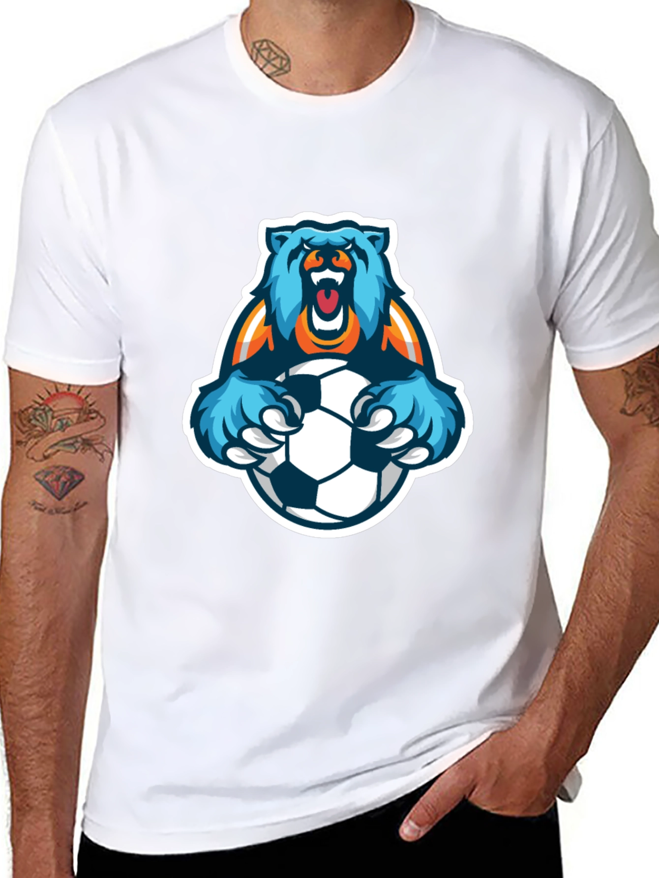 Bear Soccer T-Shirt - Mens Black Graphic Tee