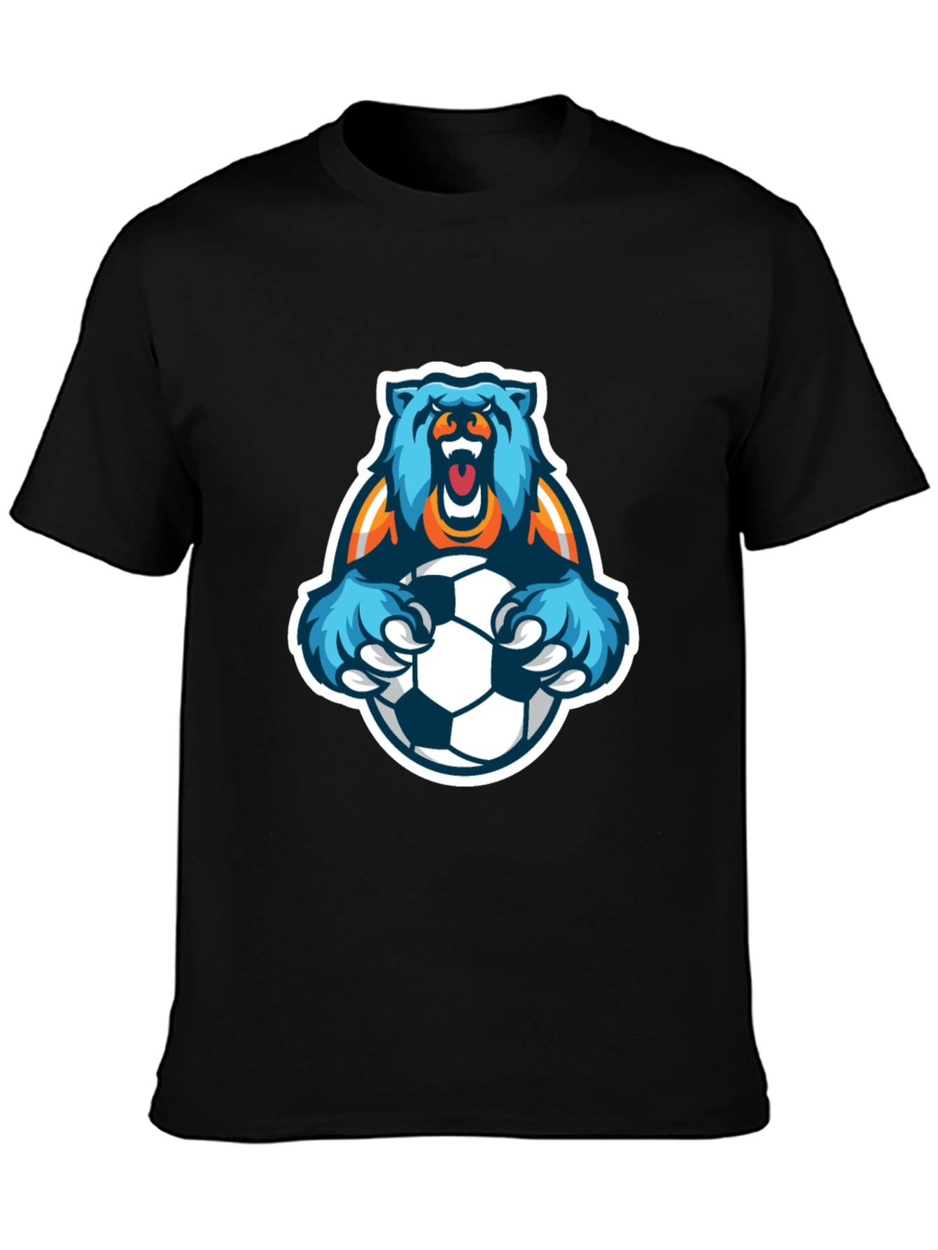 Bear Soccer T-Shirt - Mens Black Graphic Tee