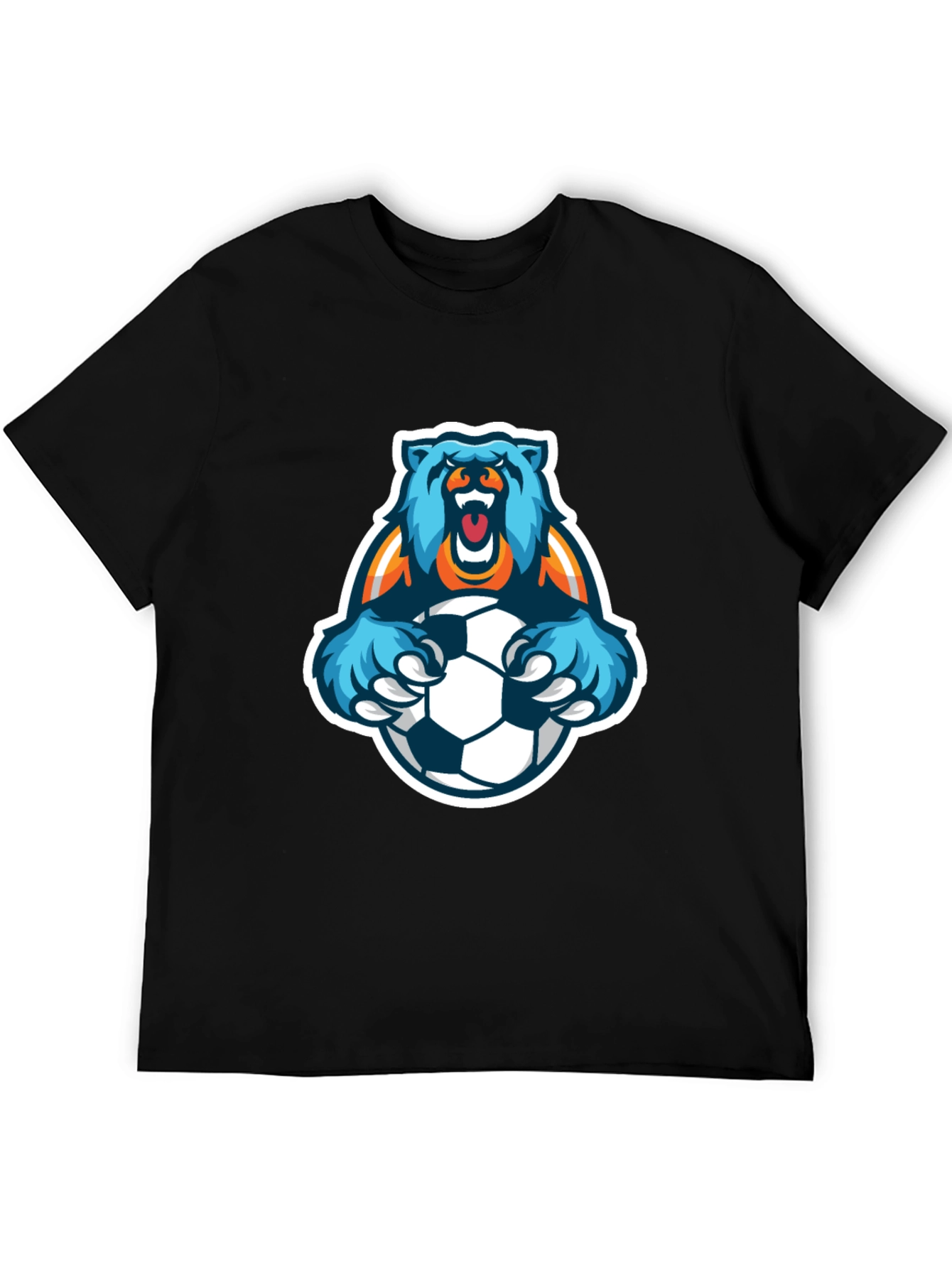 Bear Soccer T-Shirt - Mens Black Graphic Tee