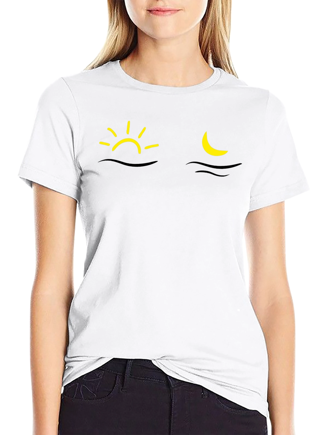 Sun & Moon Graphic T-Shirt - Black