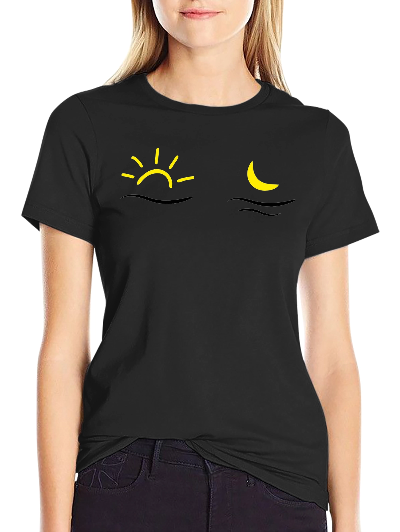 Sun & Moon Graphic T-Shirt - Black