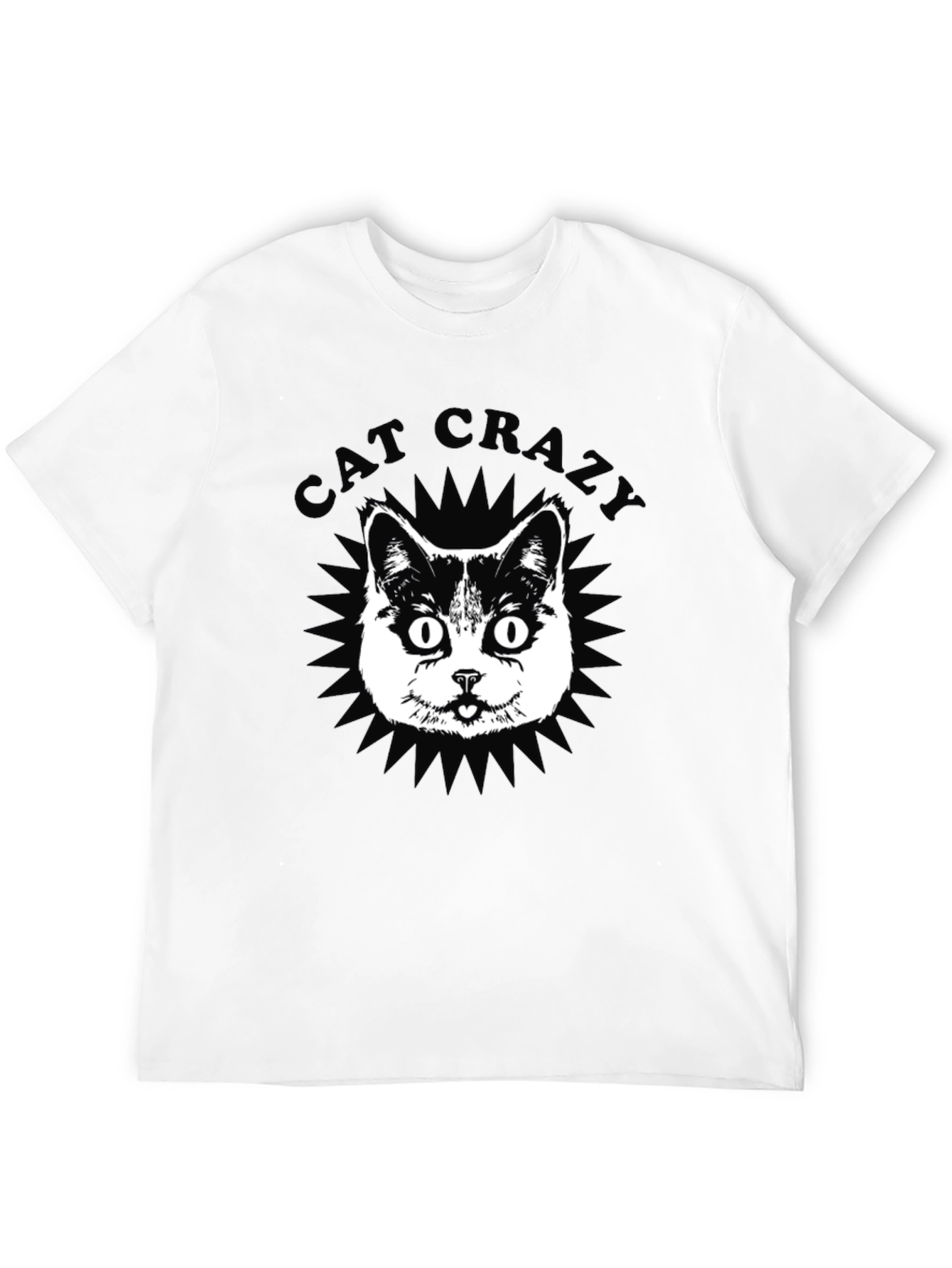 Cat Crazy Graphic Tee - Black Cotton T-Shirt