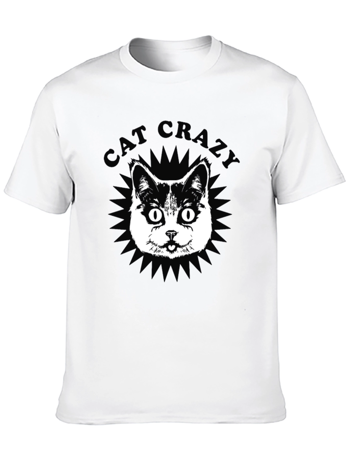 Cat Crazy Graphic Tee - Black Cotton T-Shirt