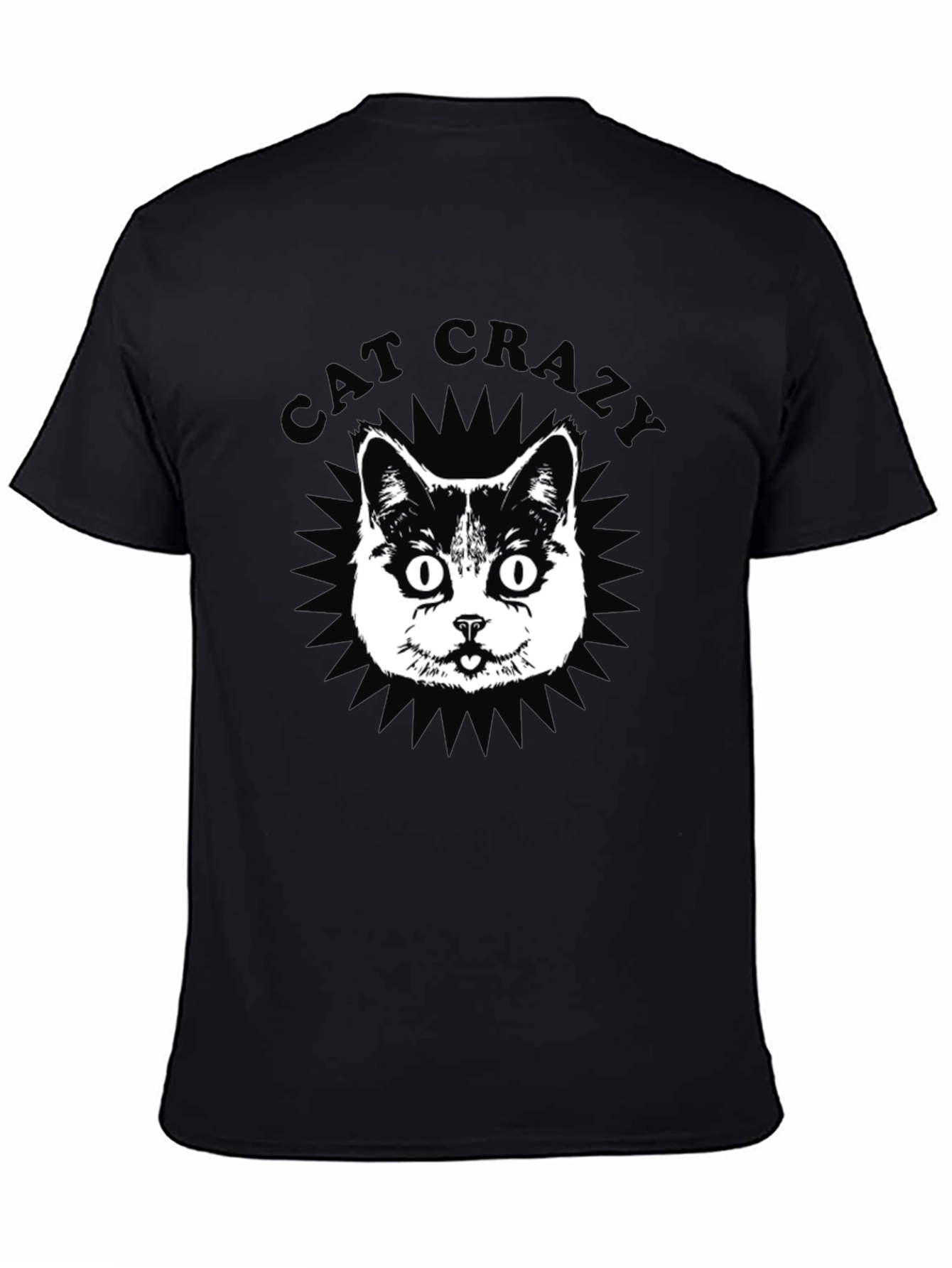 Cat Crazy Graphic Tee - Black Cotton T-Shirt