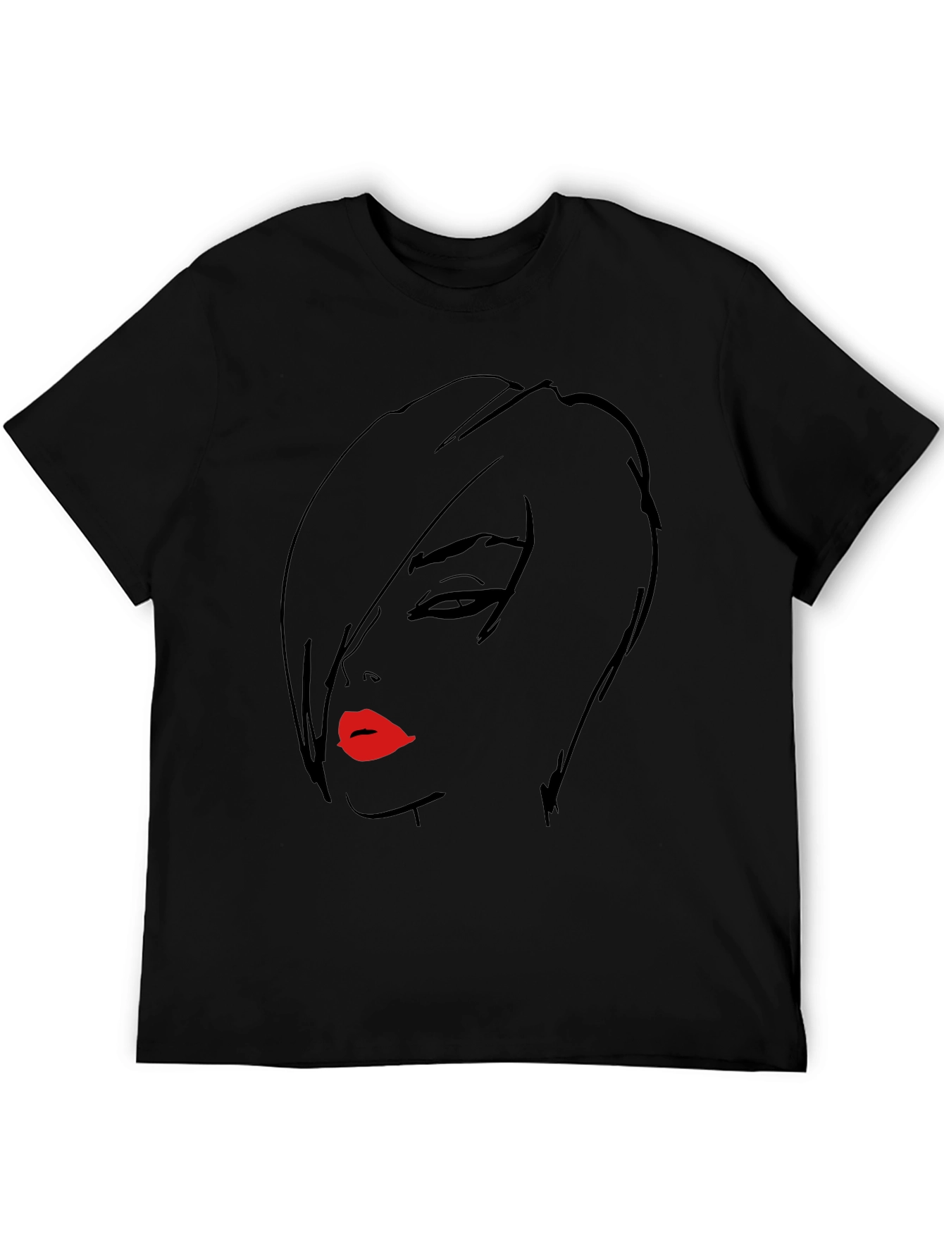 Bold Graphic Tee - Womans Face with Red Lips