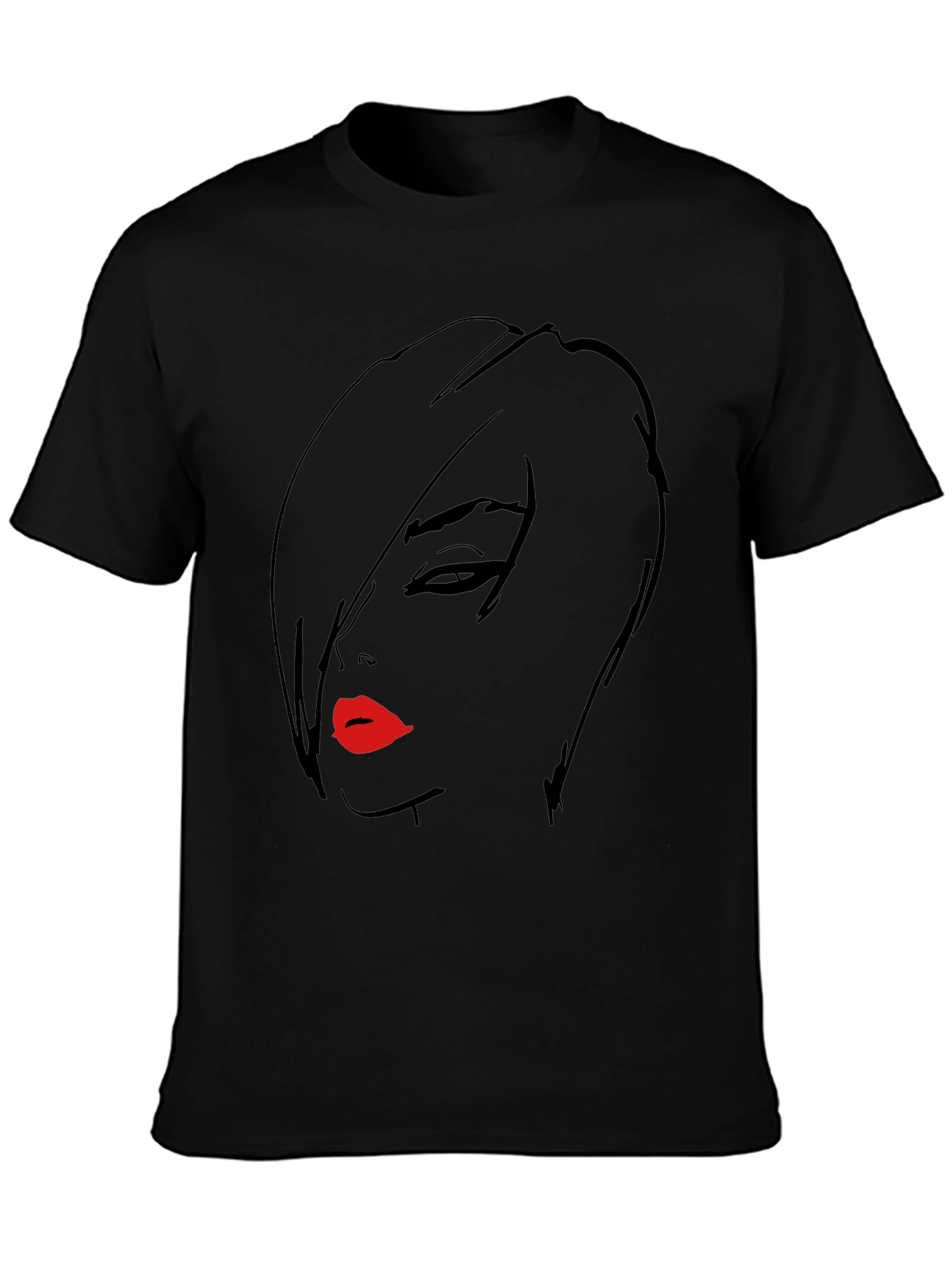 Bold Graphic Tee - Womans Face with Red Lips