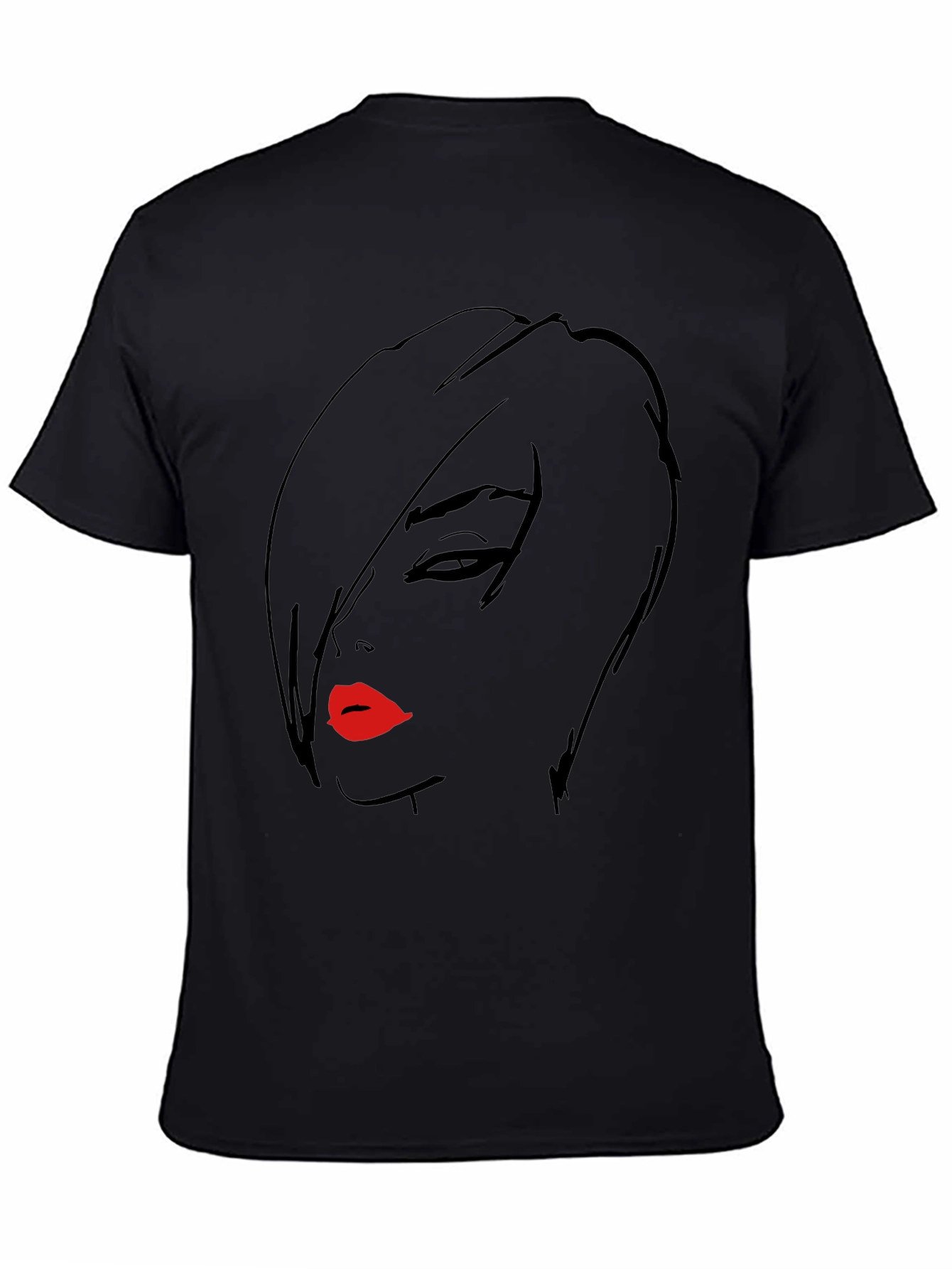 Bold Graphic Tee - Womans Face with Red Lips