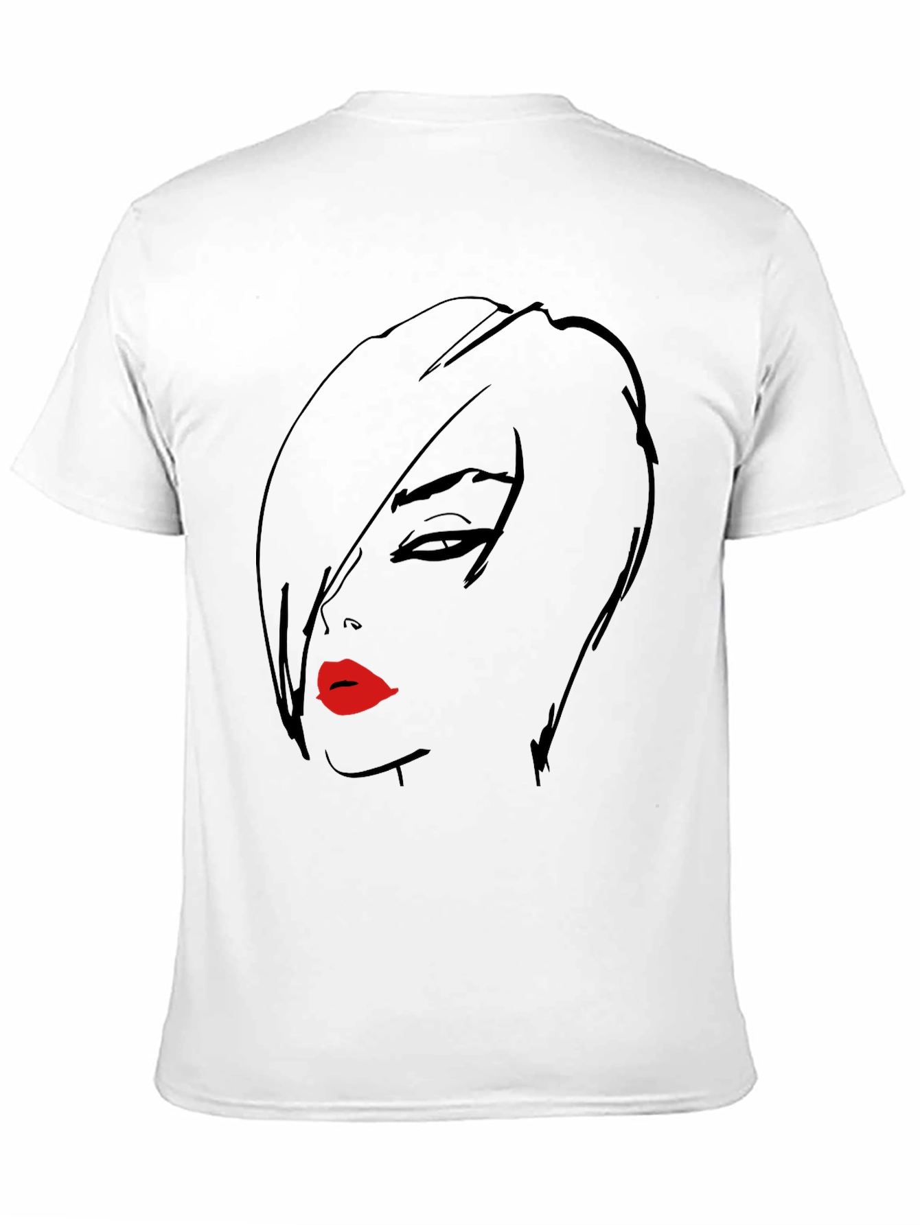 Bold Graphic Tee - Womans Face with Red Lips