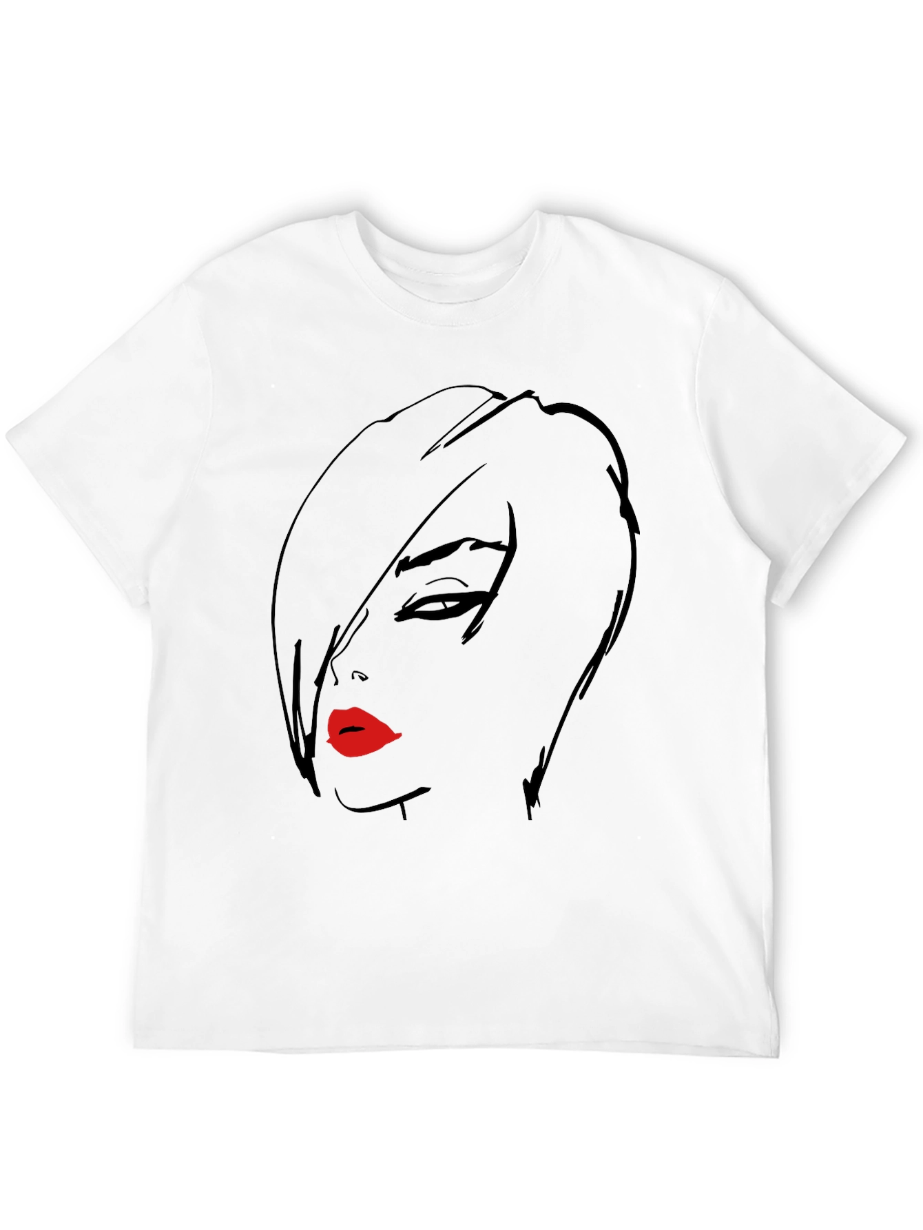 Bold Graphic Tee - Womans Face with Red Lips