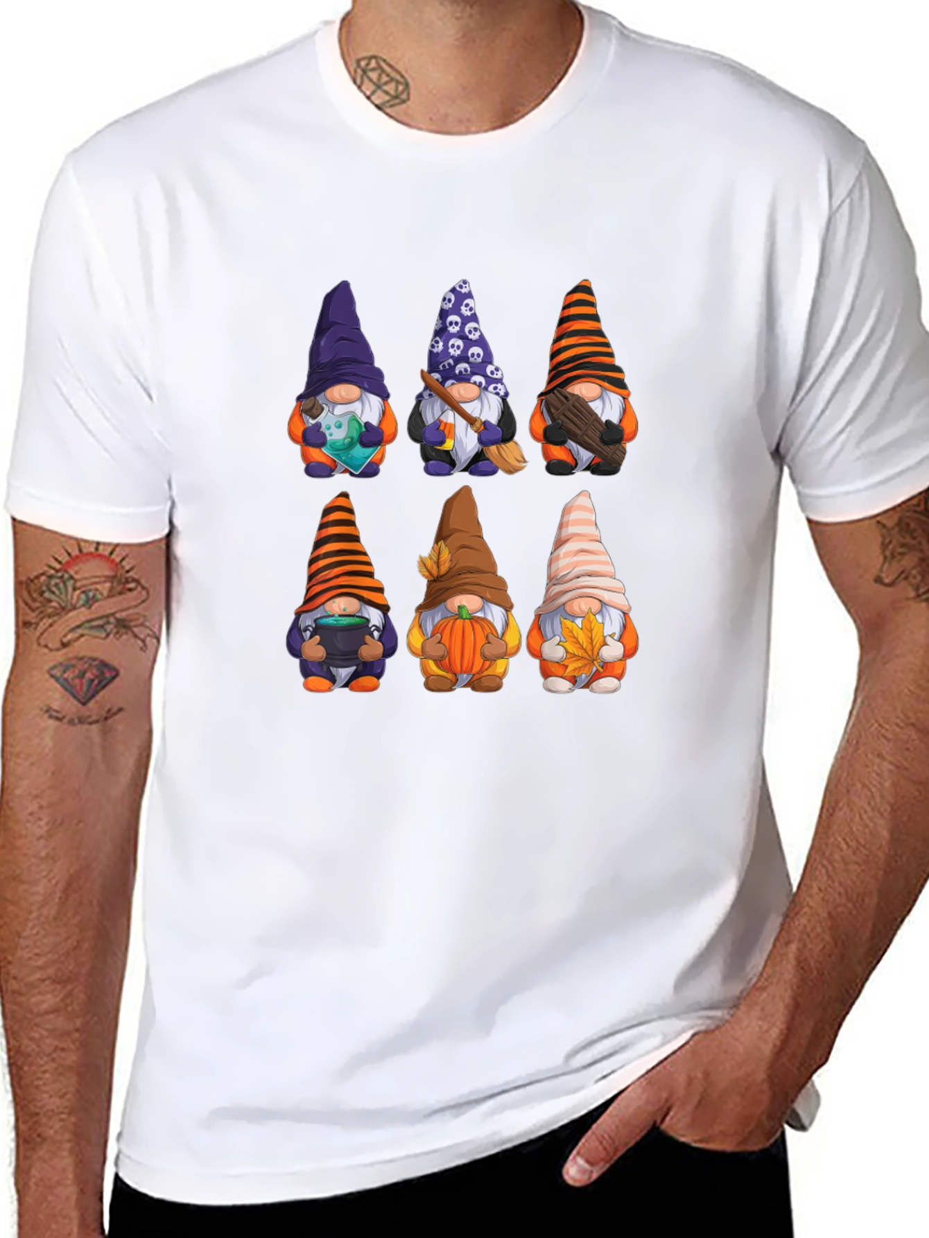 Halloween Gnomes Graphic T-Shirt - Festive Fall Apparel