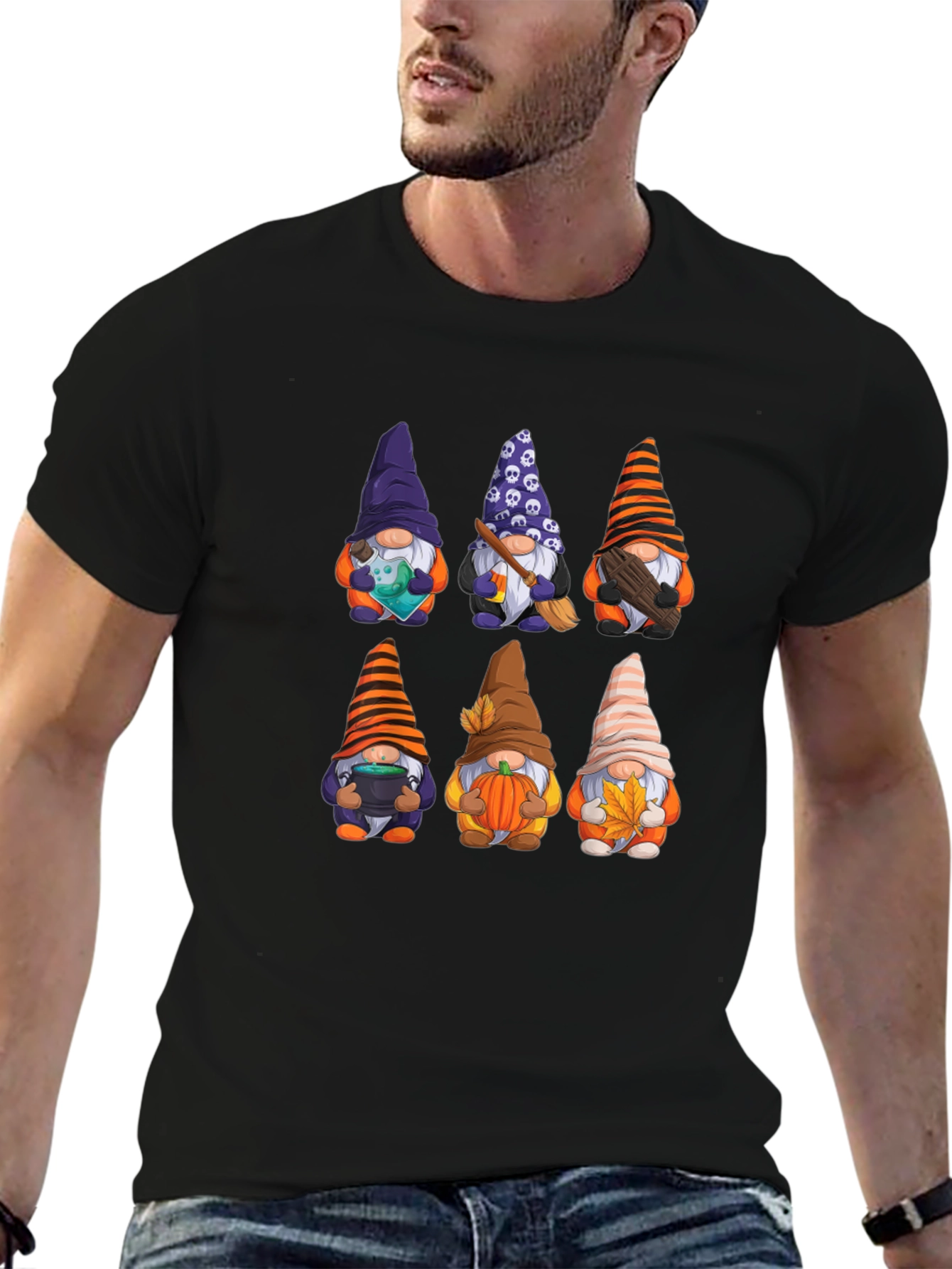 Halloween Gnomes Graphic T-Shirt - Festive Fall Apparel