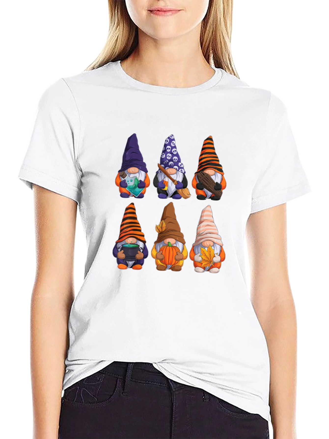 Halloween Gnomes Graphic T-Shirt - Festive Fall Apparel