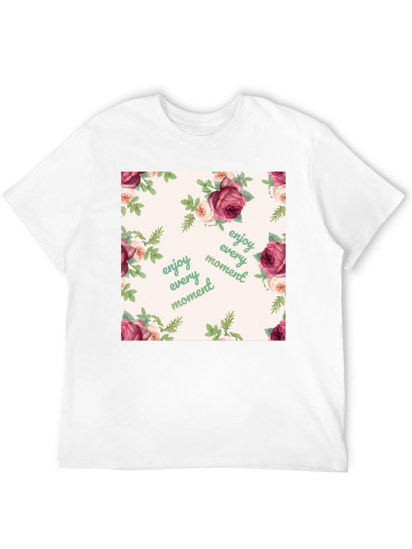 Floral Enjoy Every Moment Black T-Shirt