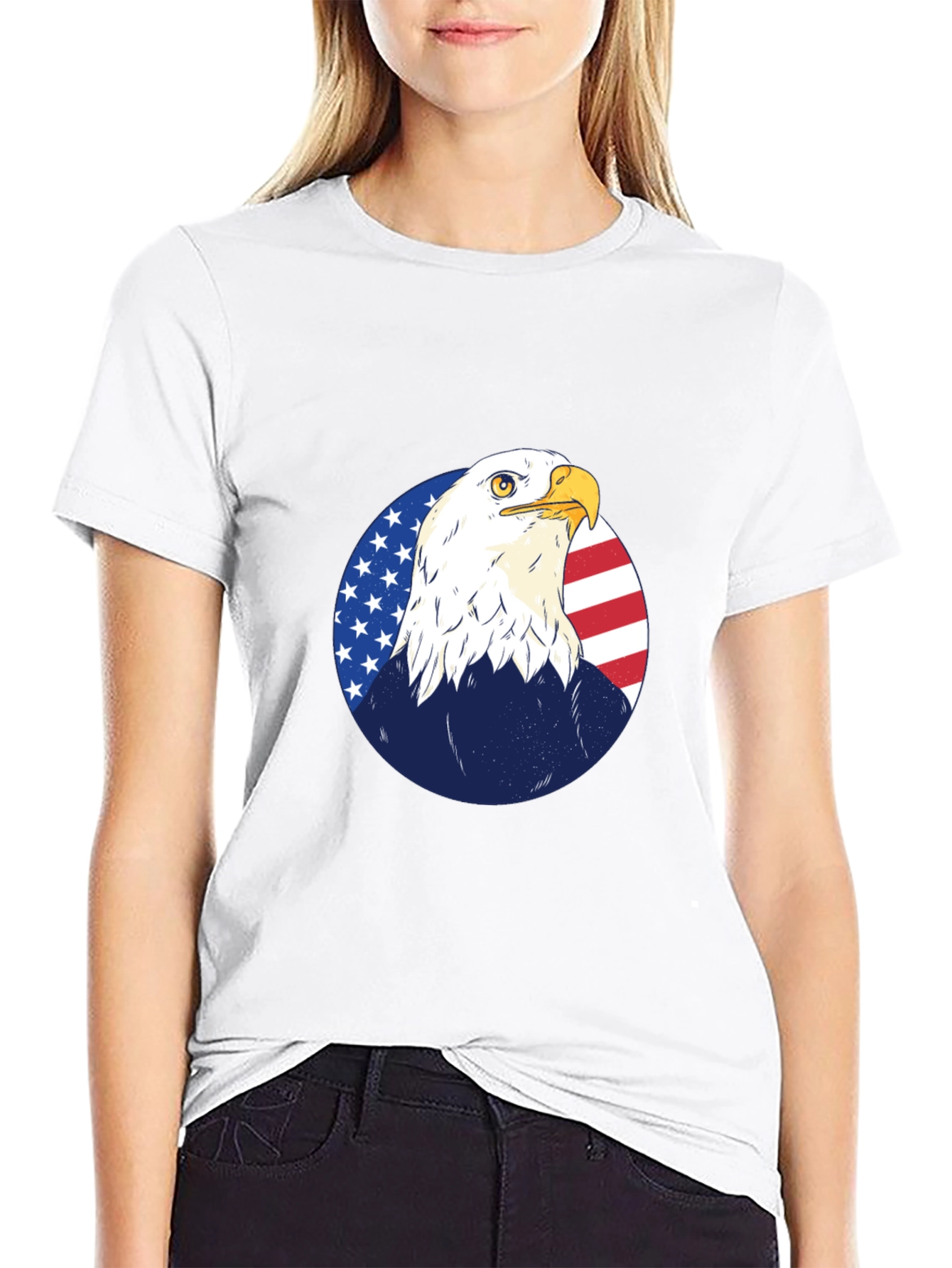 Bald Eagle Graphic Tee - Patriotic American Flag Design
