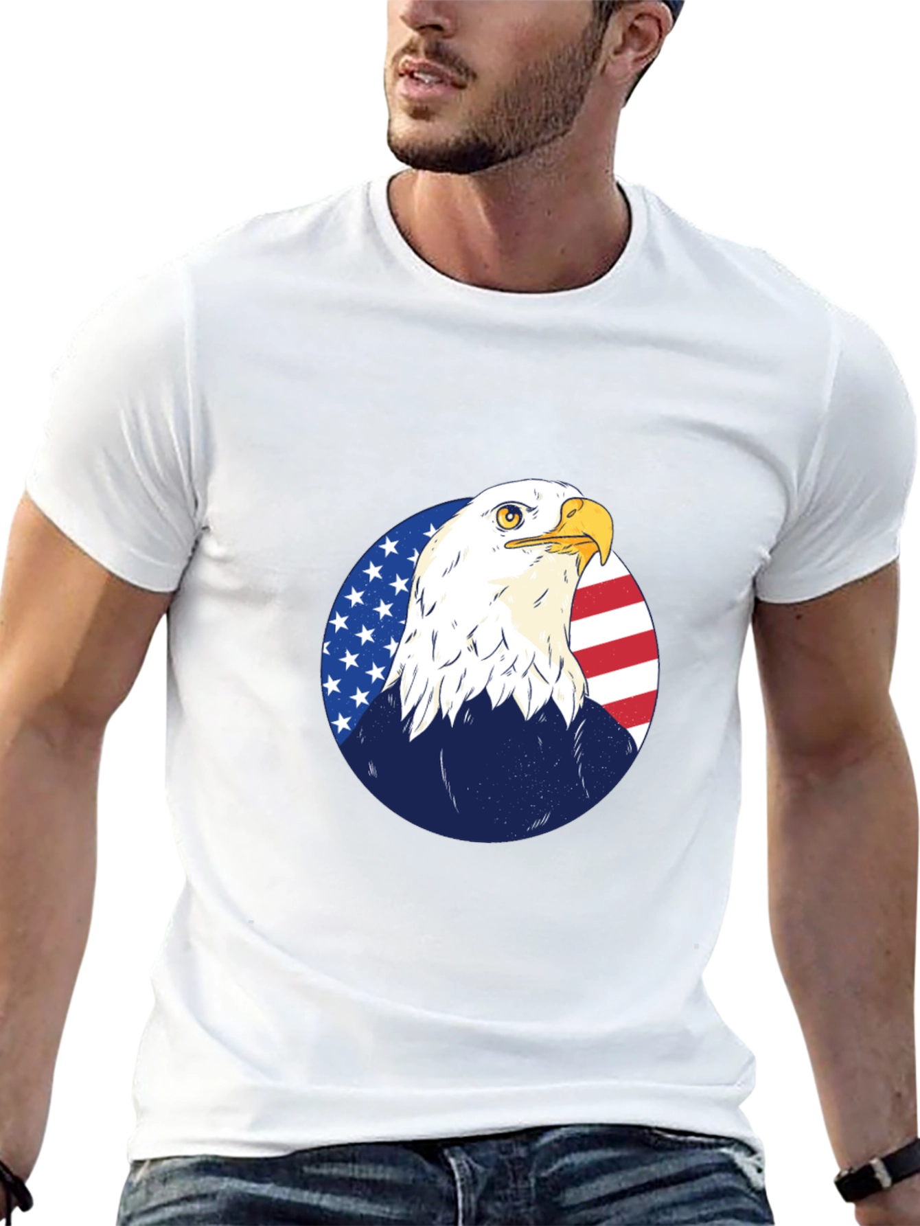 Bald Eagle Graphic Tee - Patriotic American Flag Design