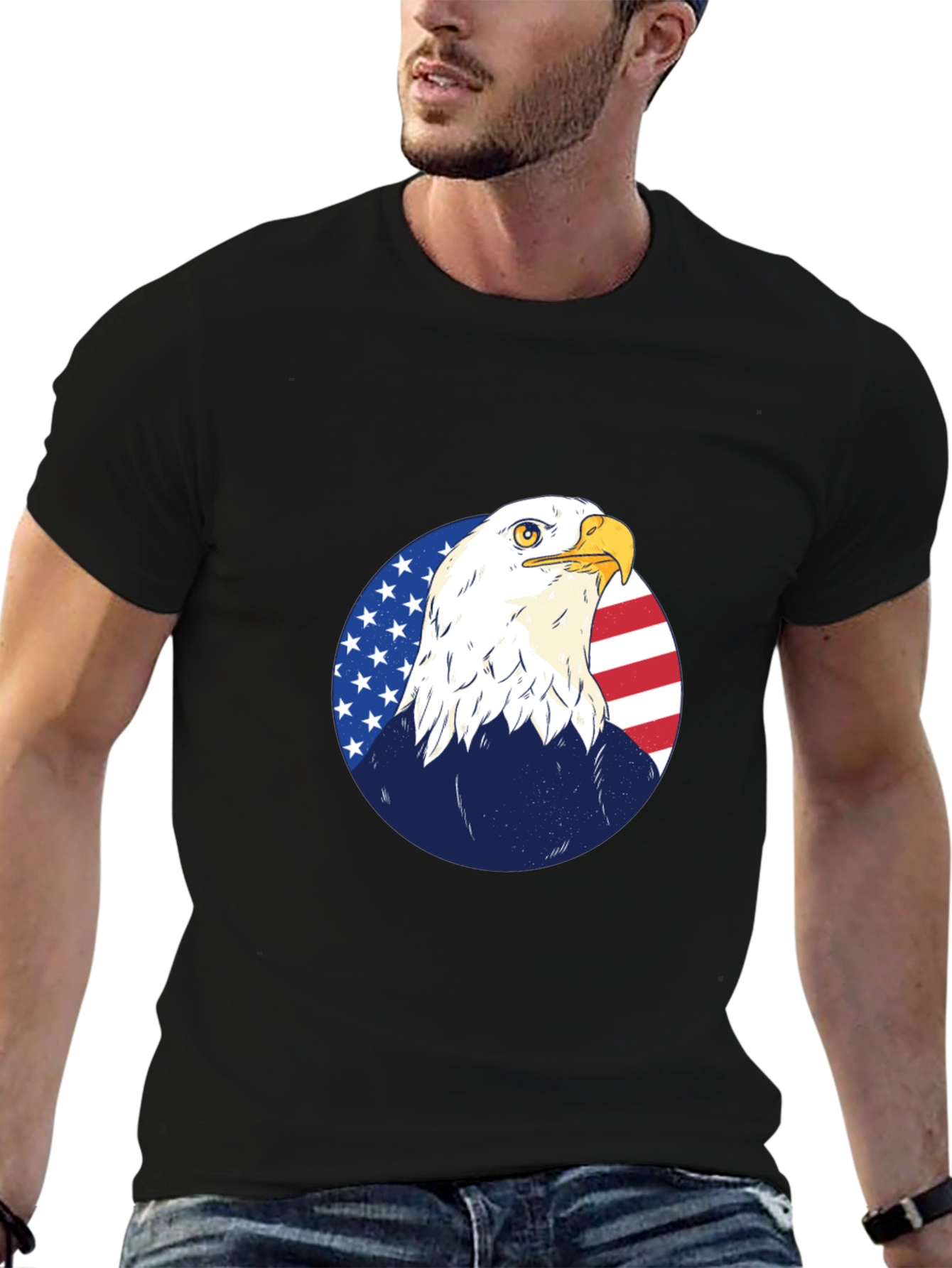 Bald Eagle Graphic Tee - Patriotic American Flag Design